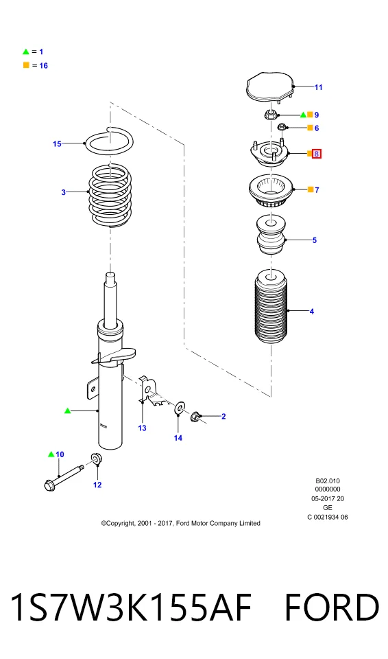 1S7W3K155AF Ford