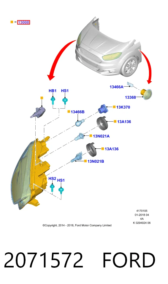 Ford Courier Transit Sağ far orijinal