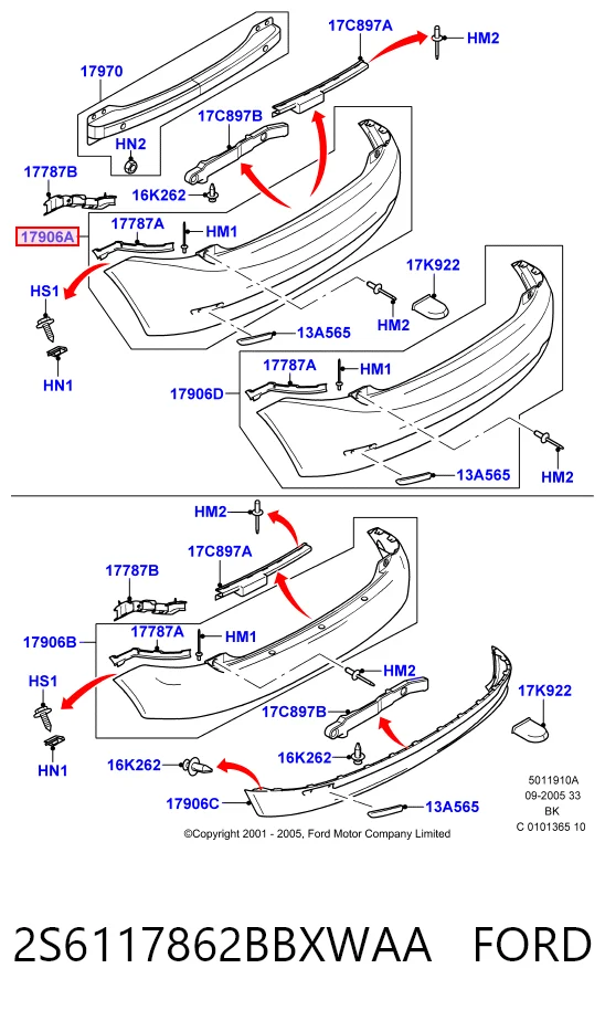 Ford Fiesta Mk5 Arka tampon orijinal