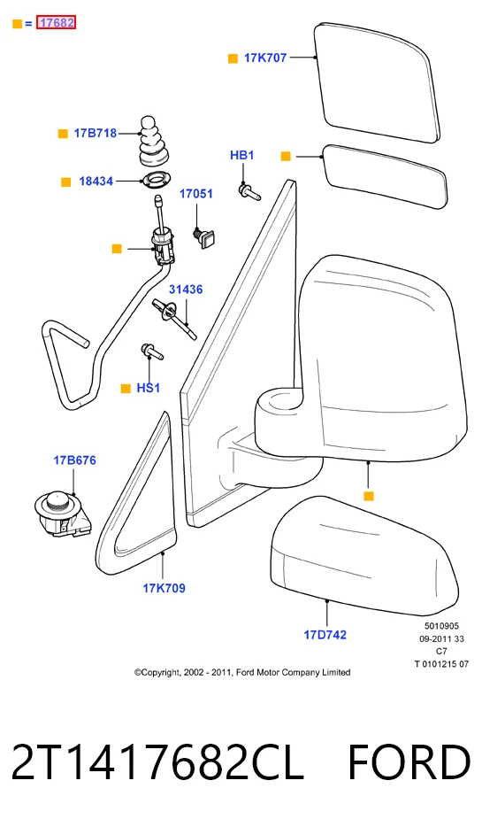 Ford Connect  (2002 - 2013) Sağ dikiz aynası 