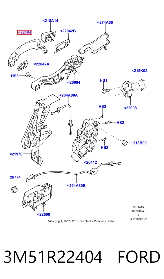 Ford Focus II (2004 - 2011) Ön sol dış kapı kolu çıkma
