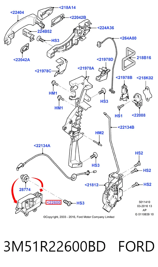 Ford Focus II (2004 - 2011) Ön sağ iç kapı kolu fiyatları