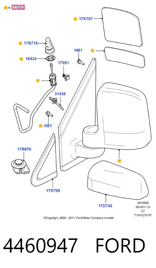 Ford Connect  (2002 - 2013) Sağ dikiz aynası fiyatları