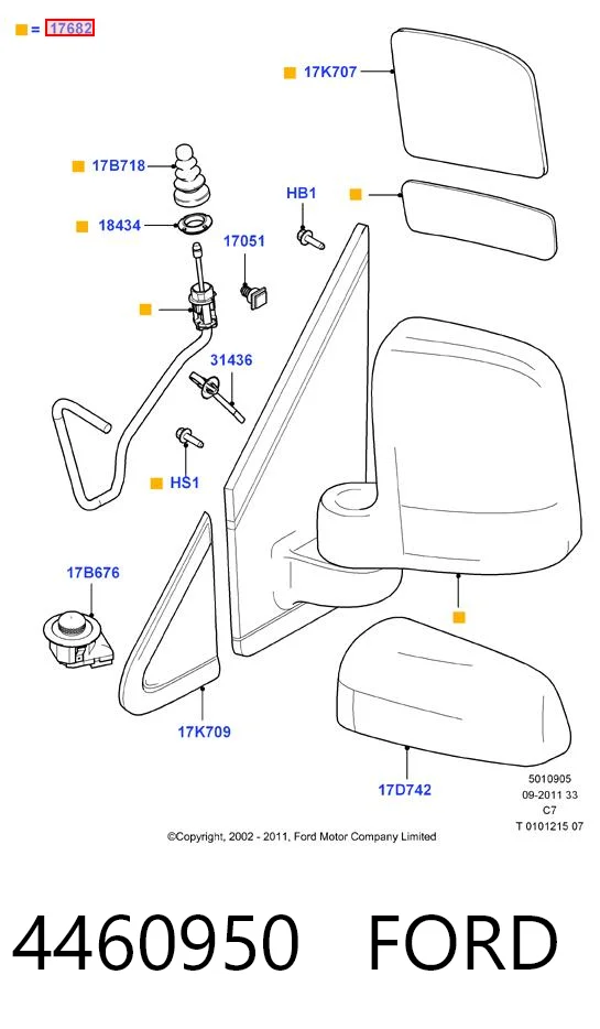 Ford Connect  (2002 - 2013) Sol dış dikiz aynası 