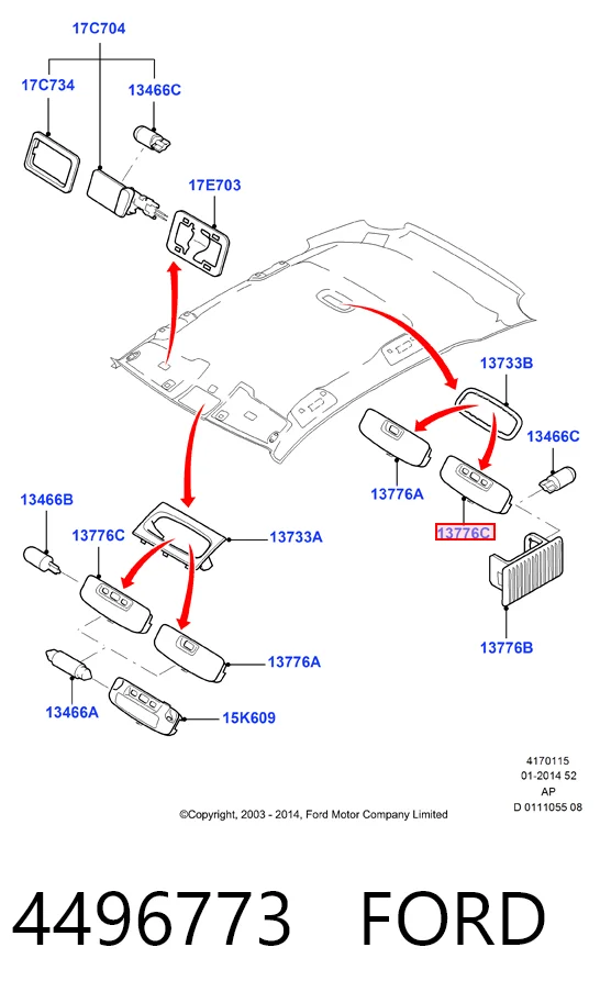 Ford Fiesta V (2001 - 2008) Kabin içi aydınlatma lambası satın al