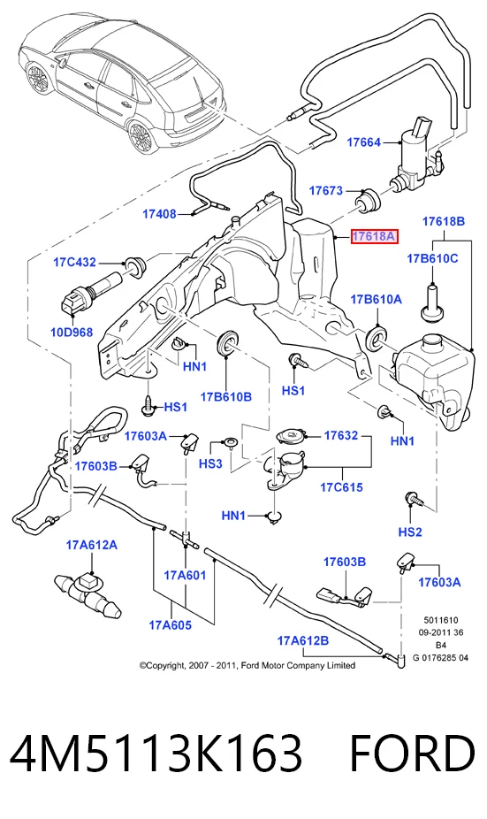 Ford Focus II (2004 - 2011) Cam yıkama su deposu fiyatları