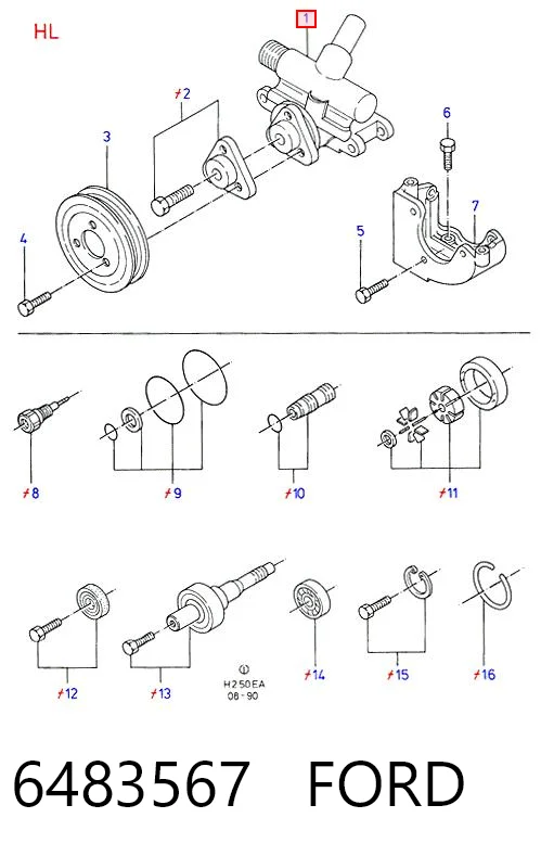 Ford Escort IV (1985 - 1990) Direksiyon hidrolik pompası 