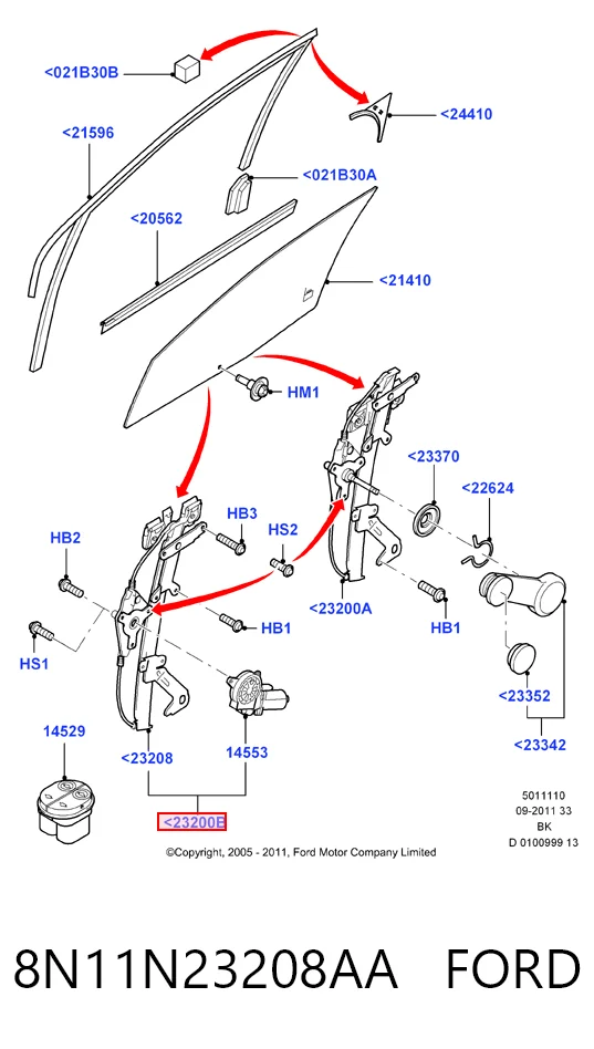 Ford Fiesta V Sağ Ön cam krikosu