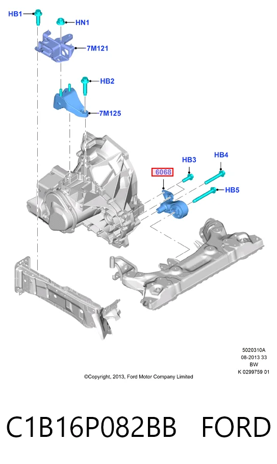 Ford Courier  (2014 - 2026) Arka motor takozu (destek) 