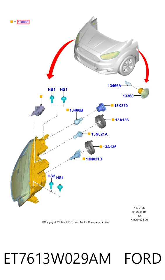 Ford Courier Transit Sağ far sıfır