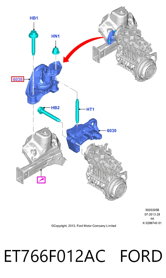 Ford Courier Sağ Motor Kulağı
