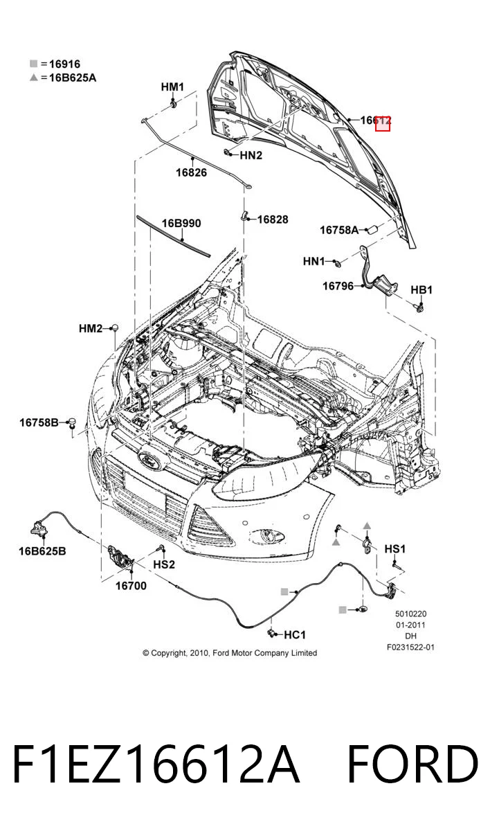 Ford Focus III Kaput orijinal