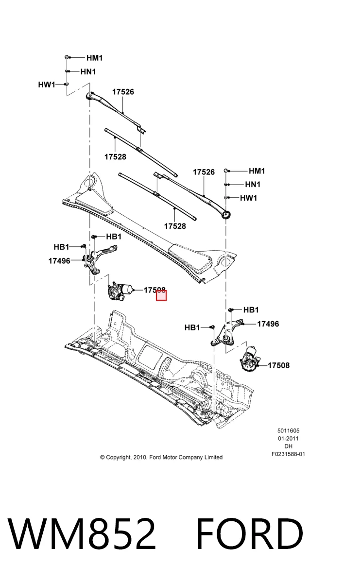 Ford Focus III Silecek Motoru orijinal