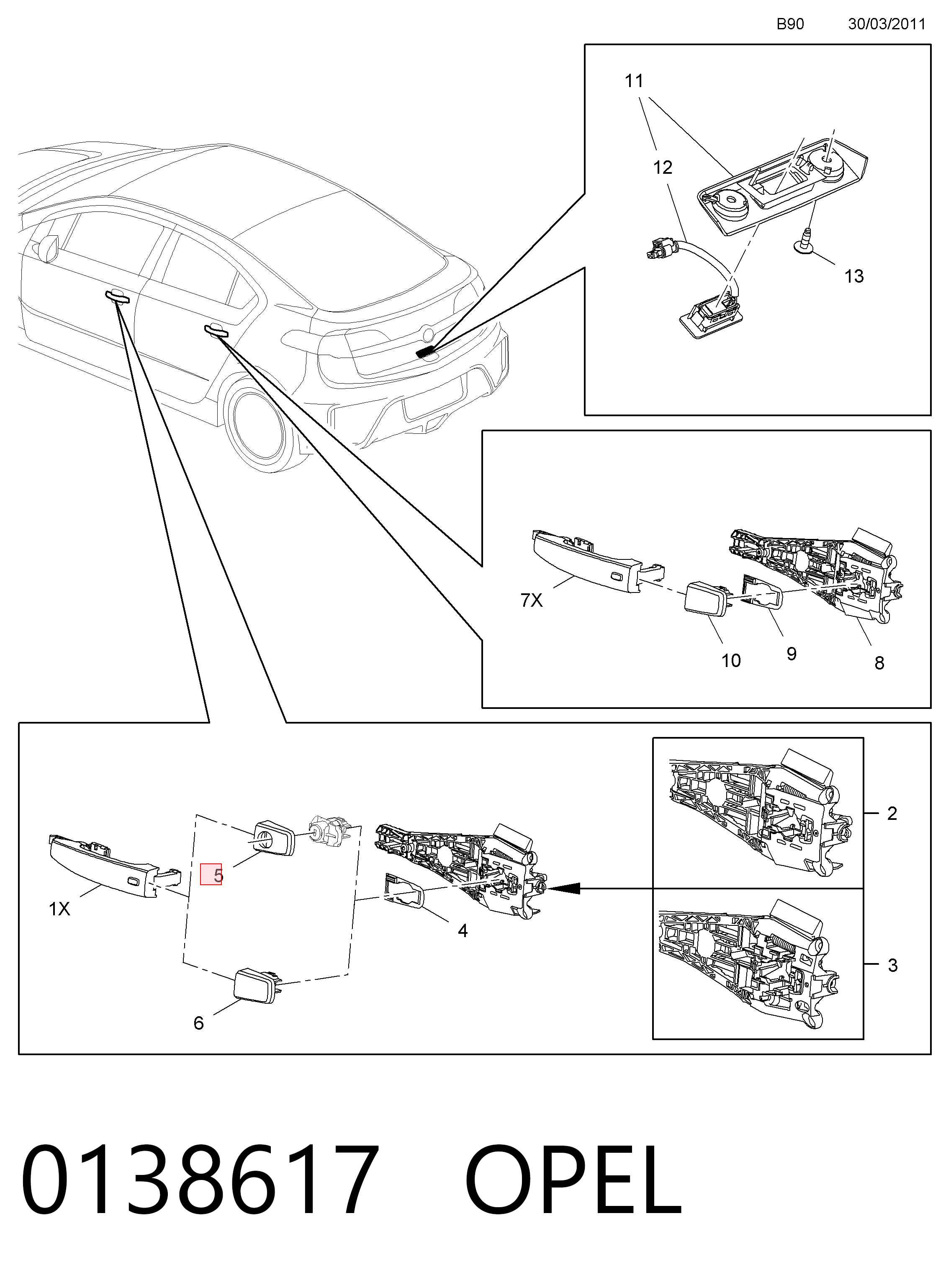 Opel Insignia  Ön sol dış kapı kolu