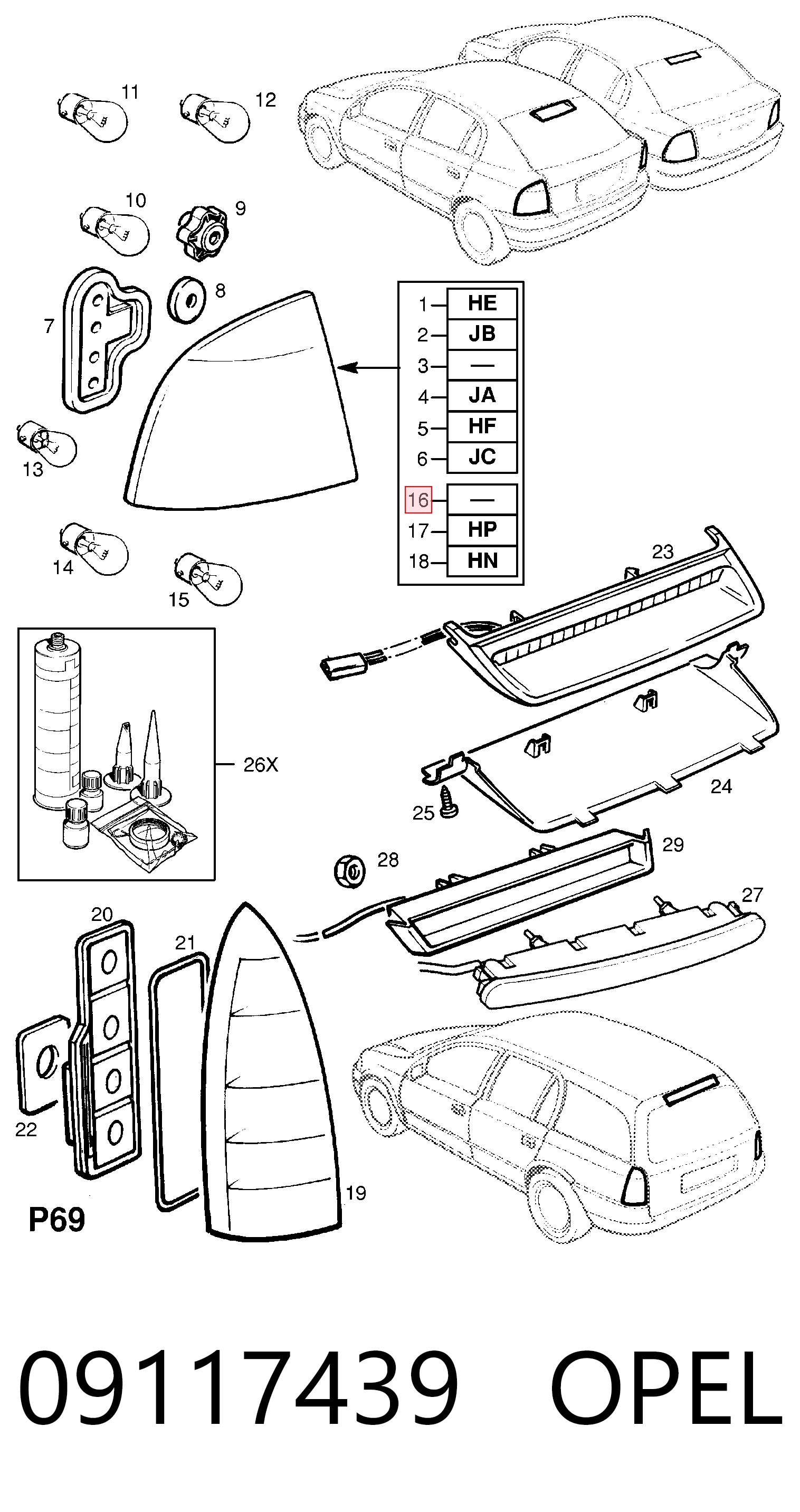 Opel Astra Sol stop lambası