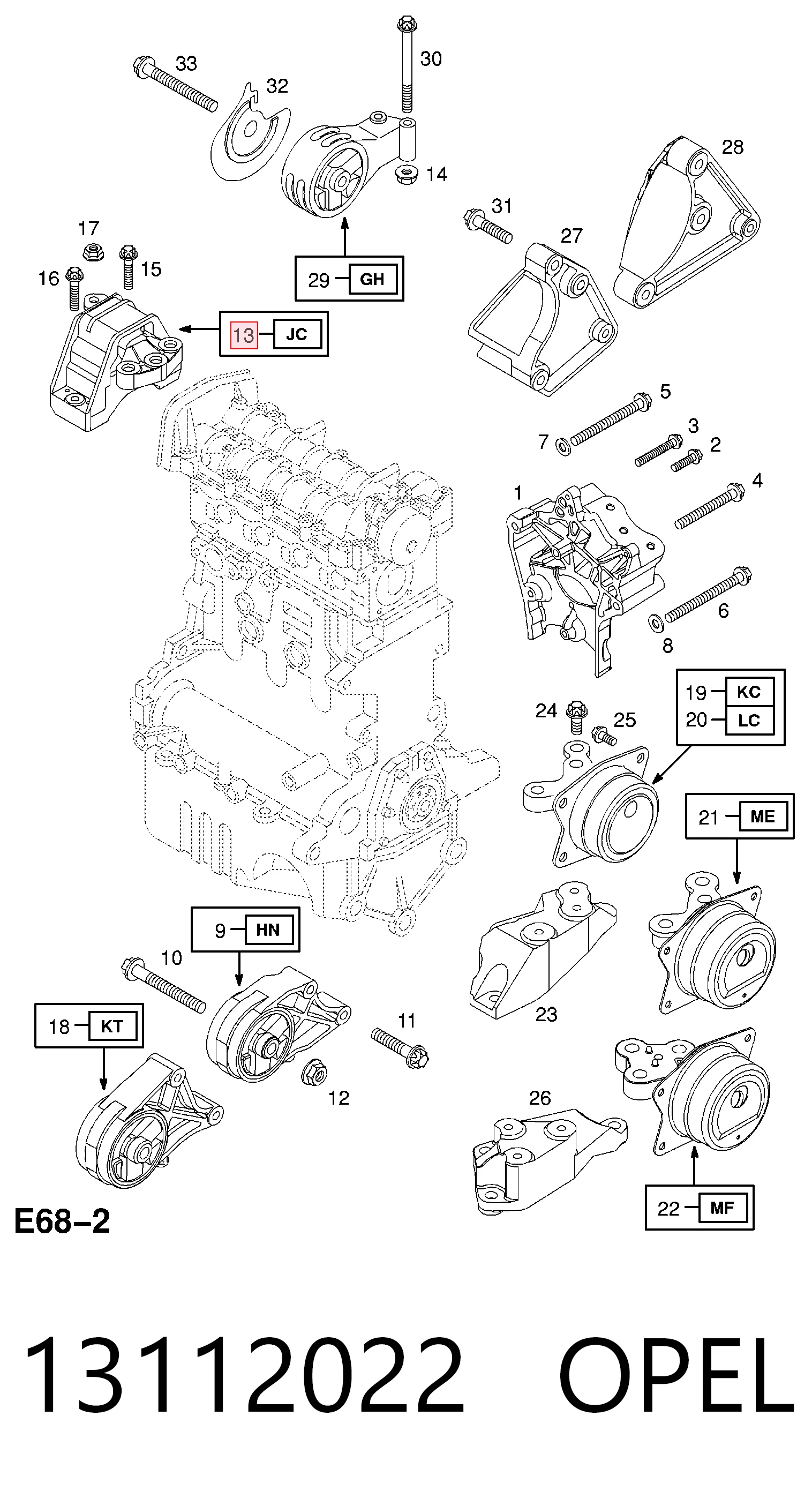 Vectra C sedan (2002 - 2008) Sağ Motor Kulağı