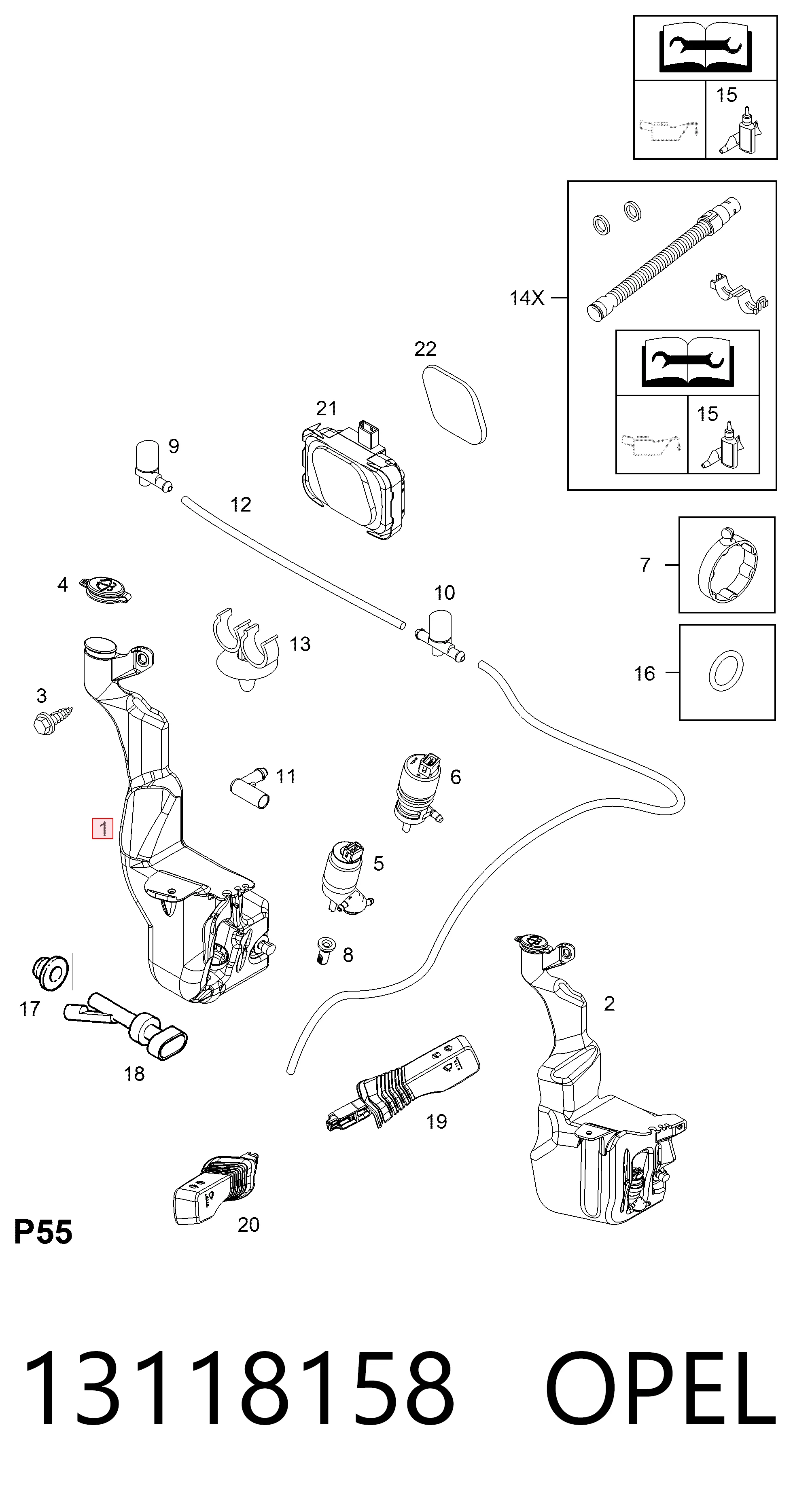 Astra H station wagon (L35) (2004 - 2014) Cam suyu deposu