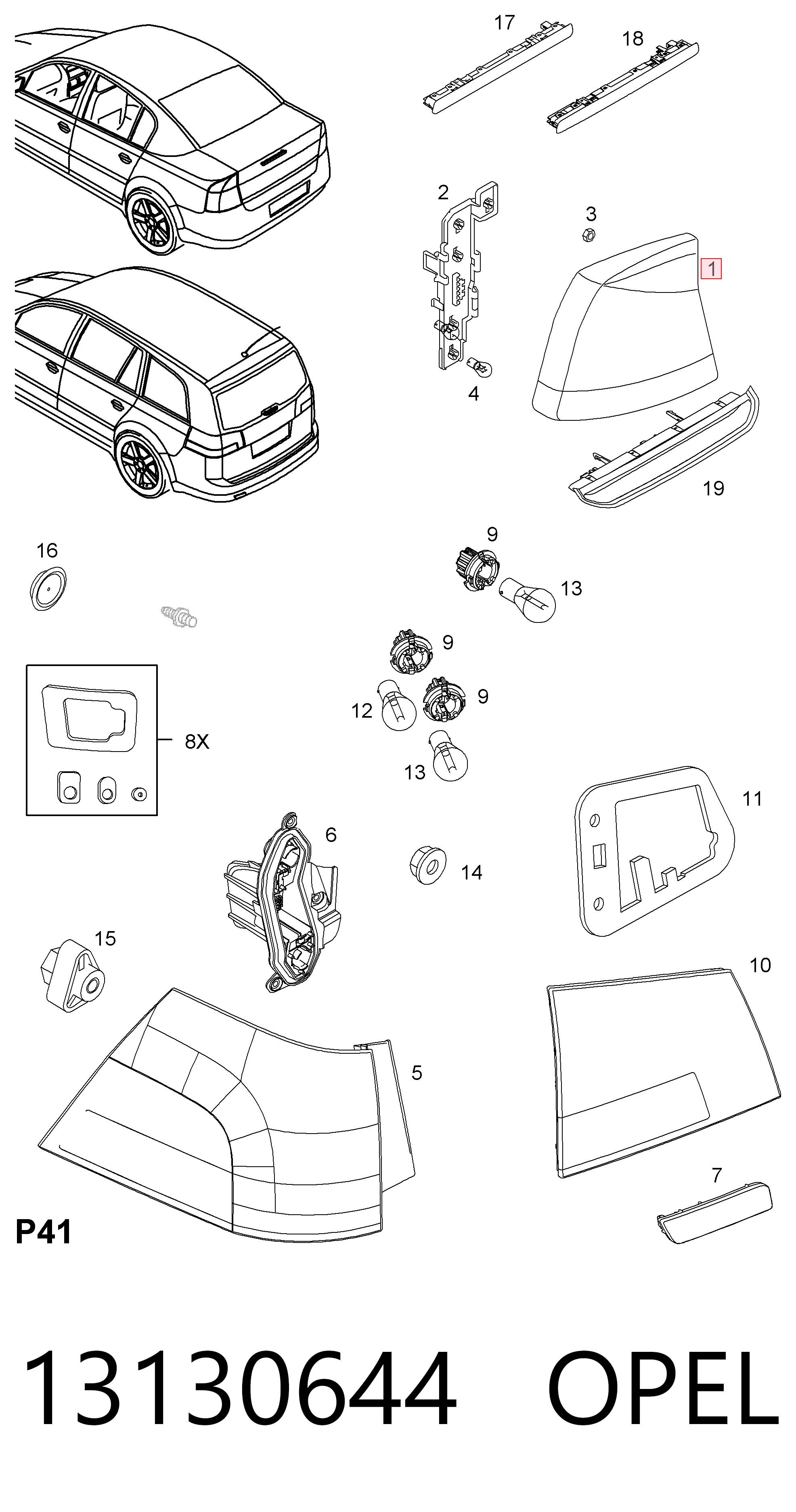 Opel Vectra  (2002 - 2008) Sağ arka stop lambası 