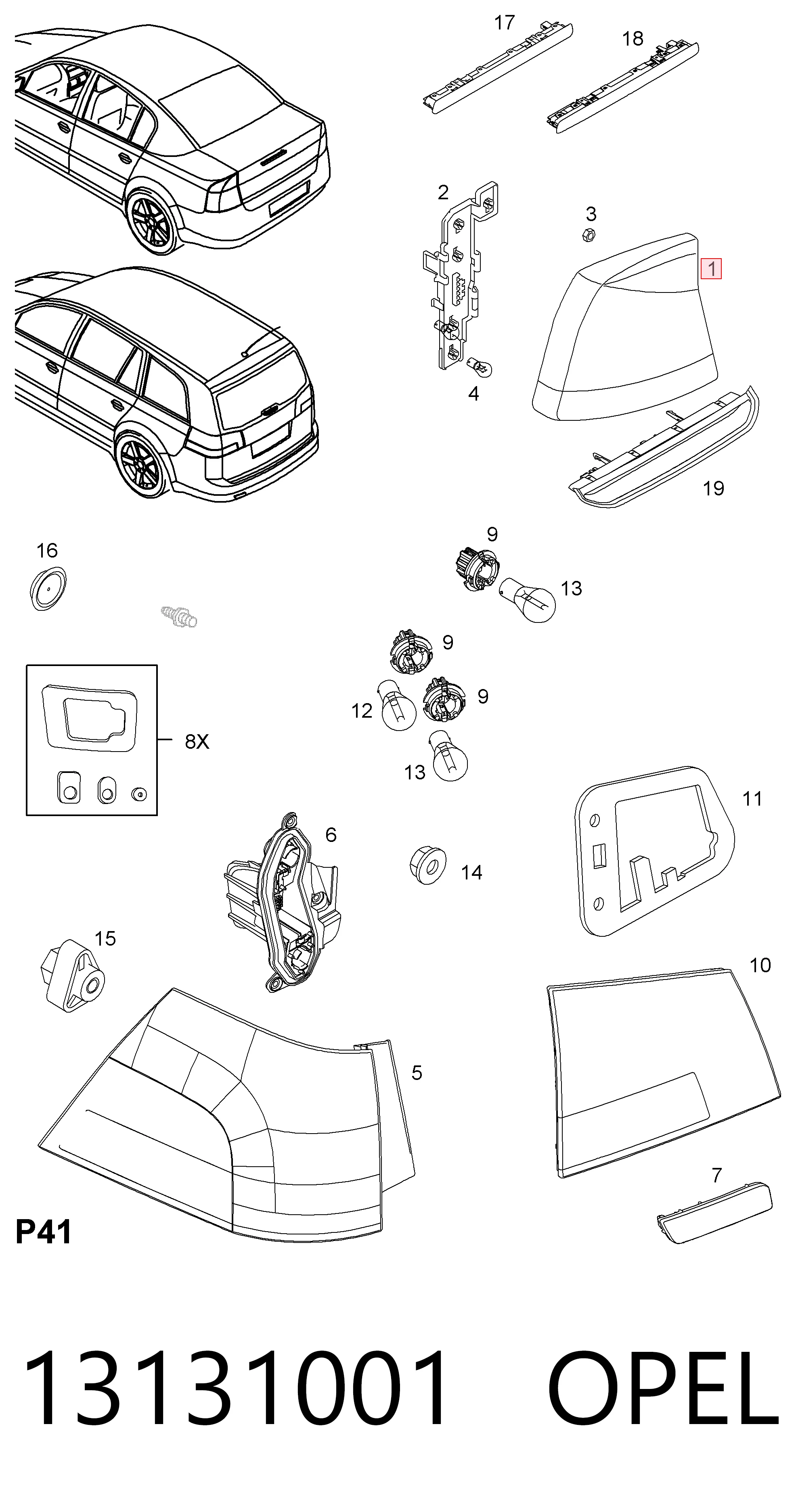 Opel Vectra  (2002 - 2008) Sol arka stop lambası çıkma