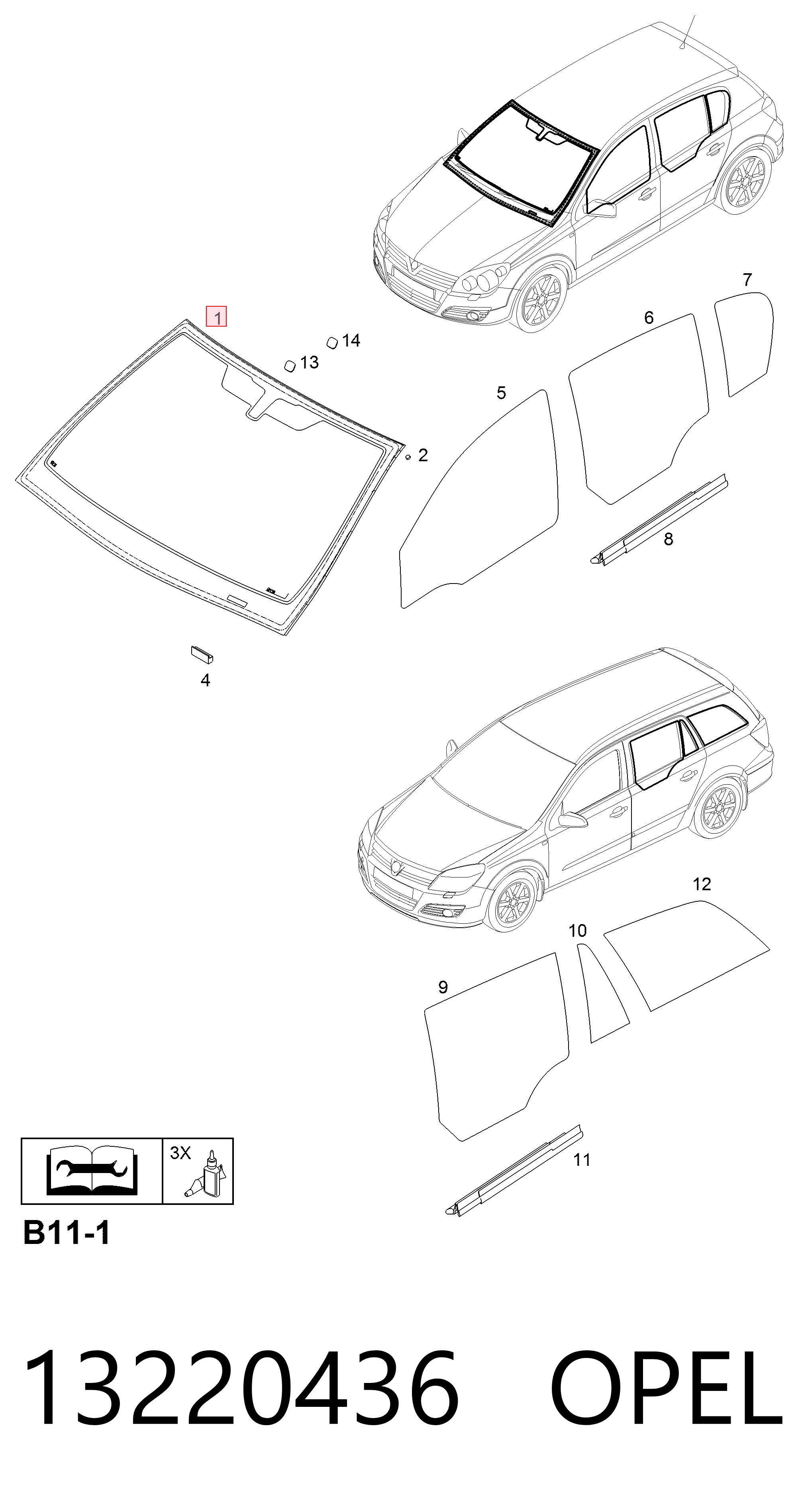 Opel Astra  (2004 - 2014) Ön cam fiyatı