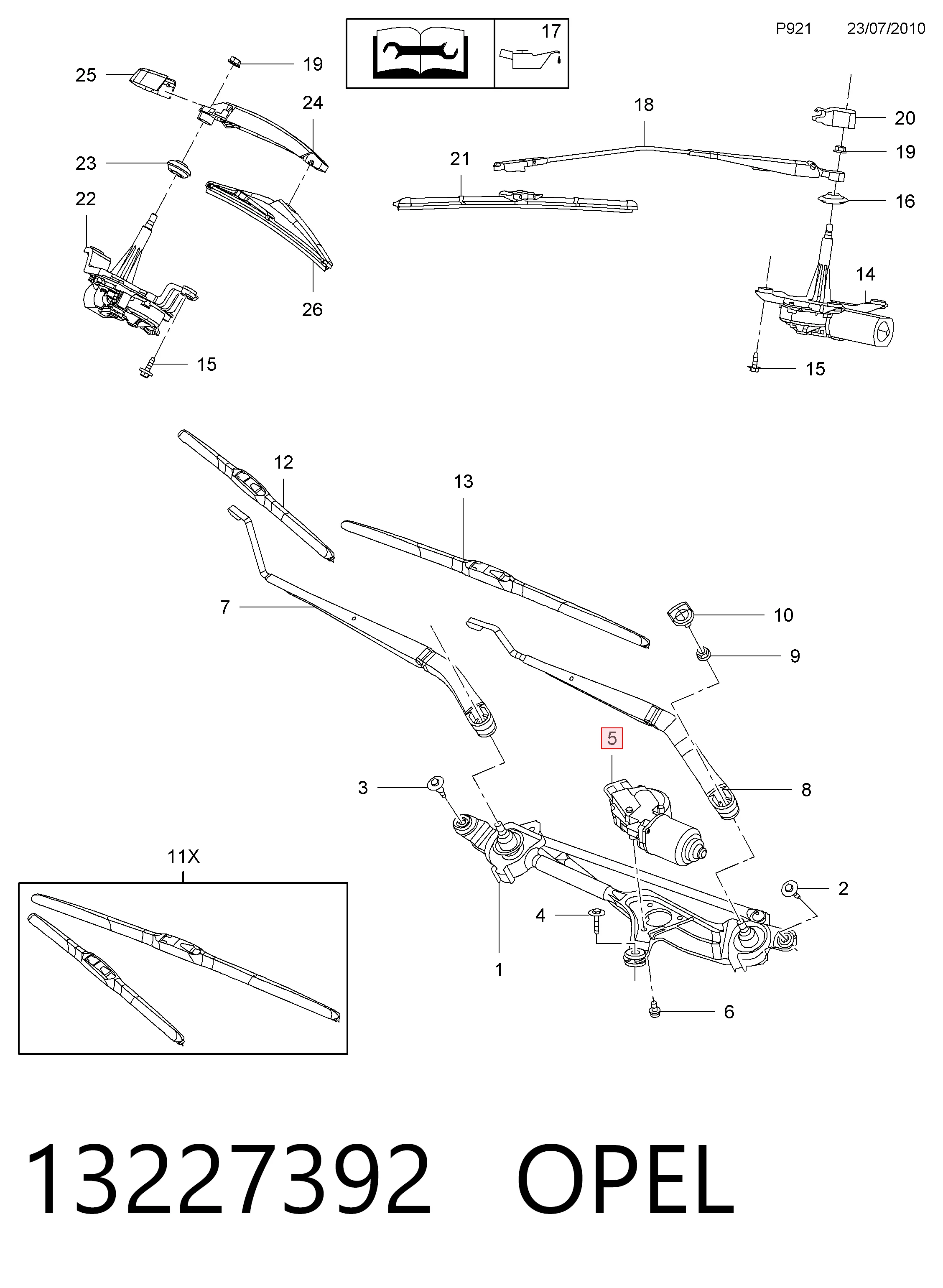 Opel Insignia  (2008 - 2017) Ön cam silecek motoru 