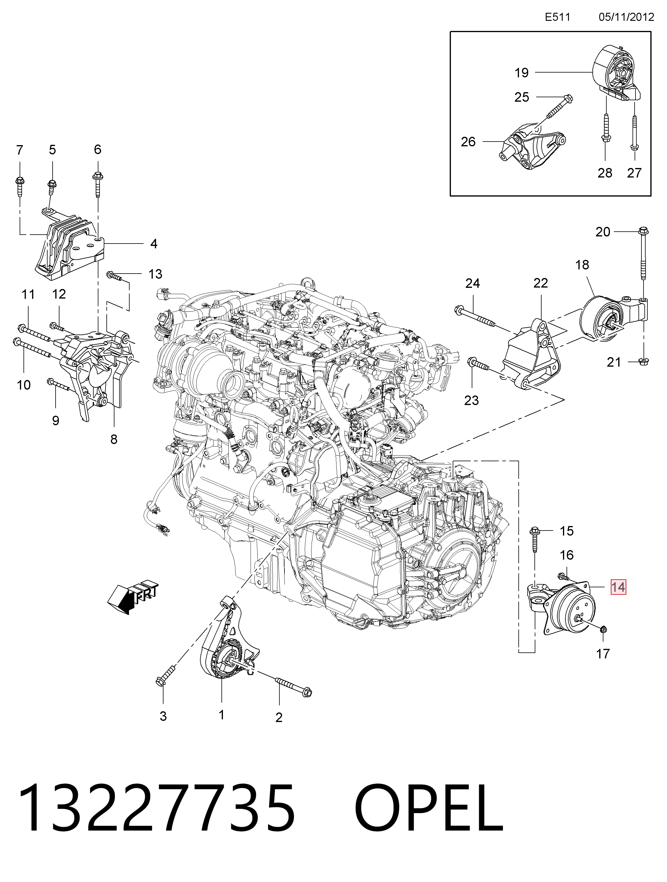 Opel Insignia A Sol motor takozu sıfır