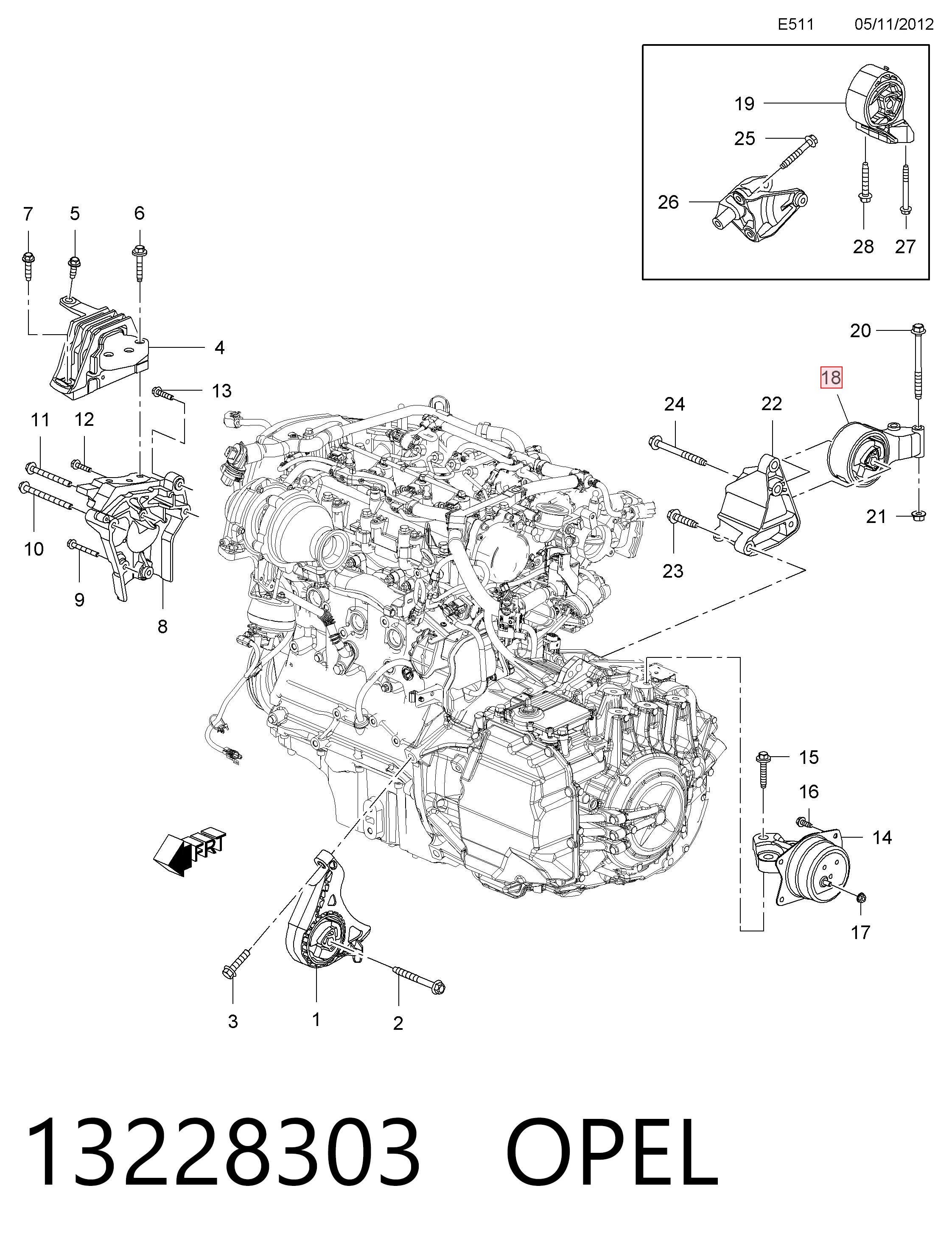 Insignia A sedan (G09) (2008 - 2017) Arka motor kulağı