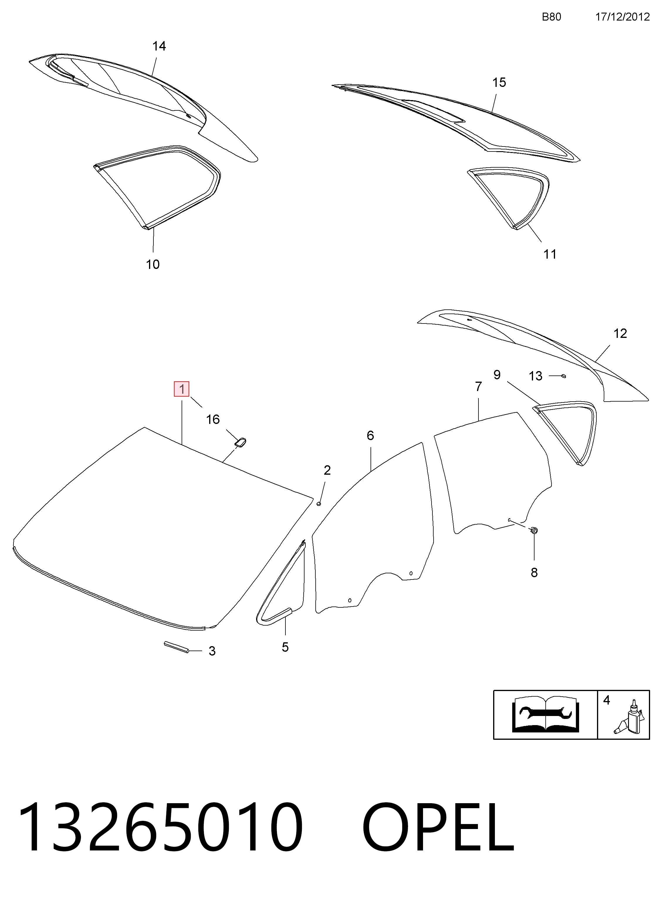 Opel Astra  (2010 - 2015) Ön cam fiyatı