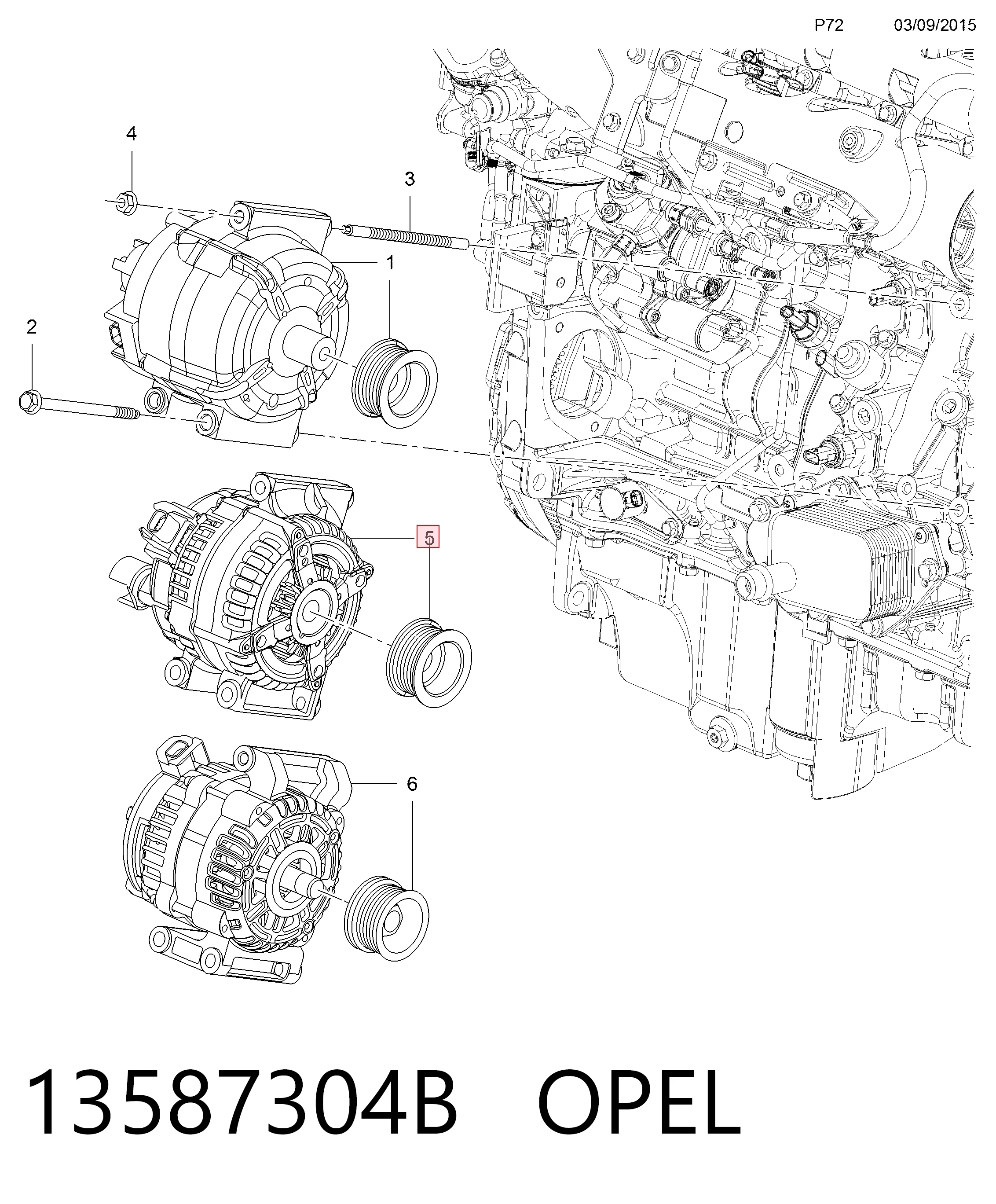 Astra K station wagon (2015 - 2022) Alternatör