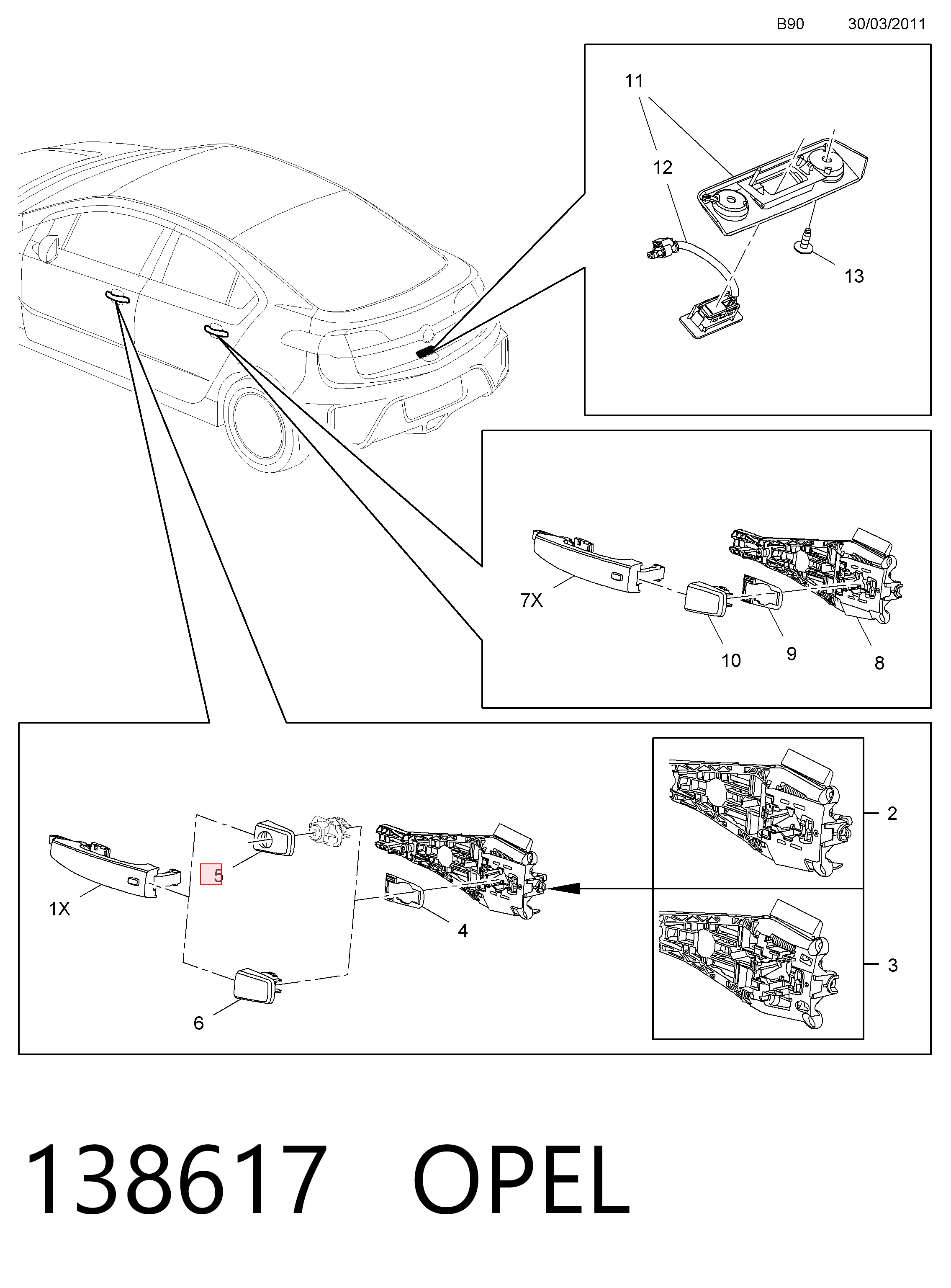Opel Insignia  (2008 - 2017) Ön sol dış kapı kolu satın al