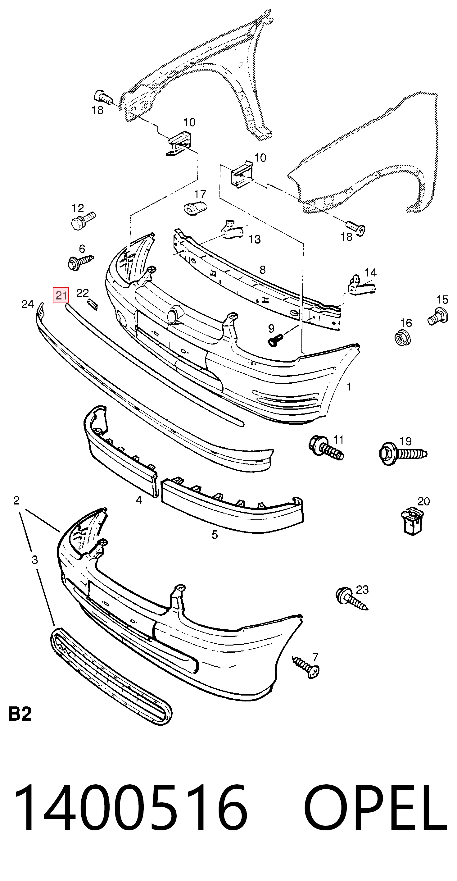 Opel Corsa B Ön tampon orijinal