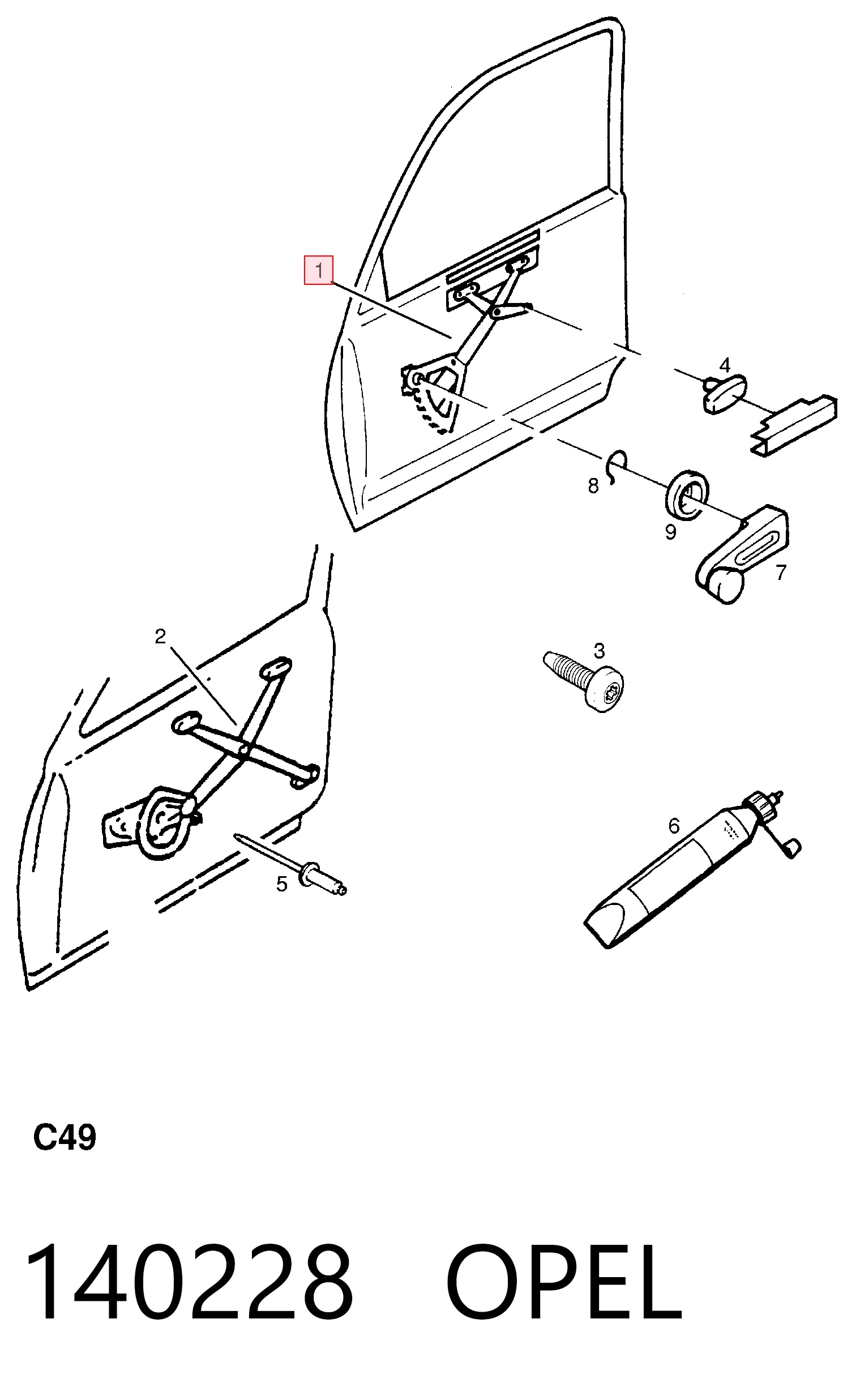 Opel Corsa  (1993 - 2009) Ön sağ kapı cam kriko mekanizması satın al