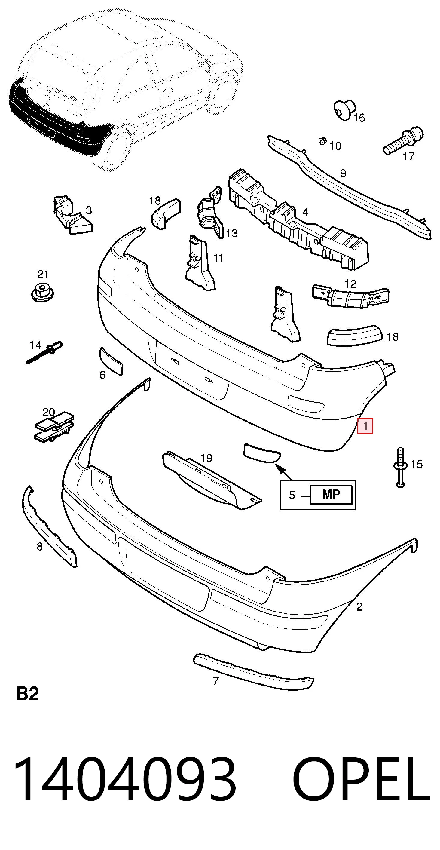 Opel Corsa  (2000 - 2006) Arka tampon satın al