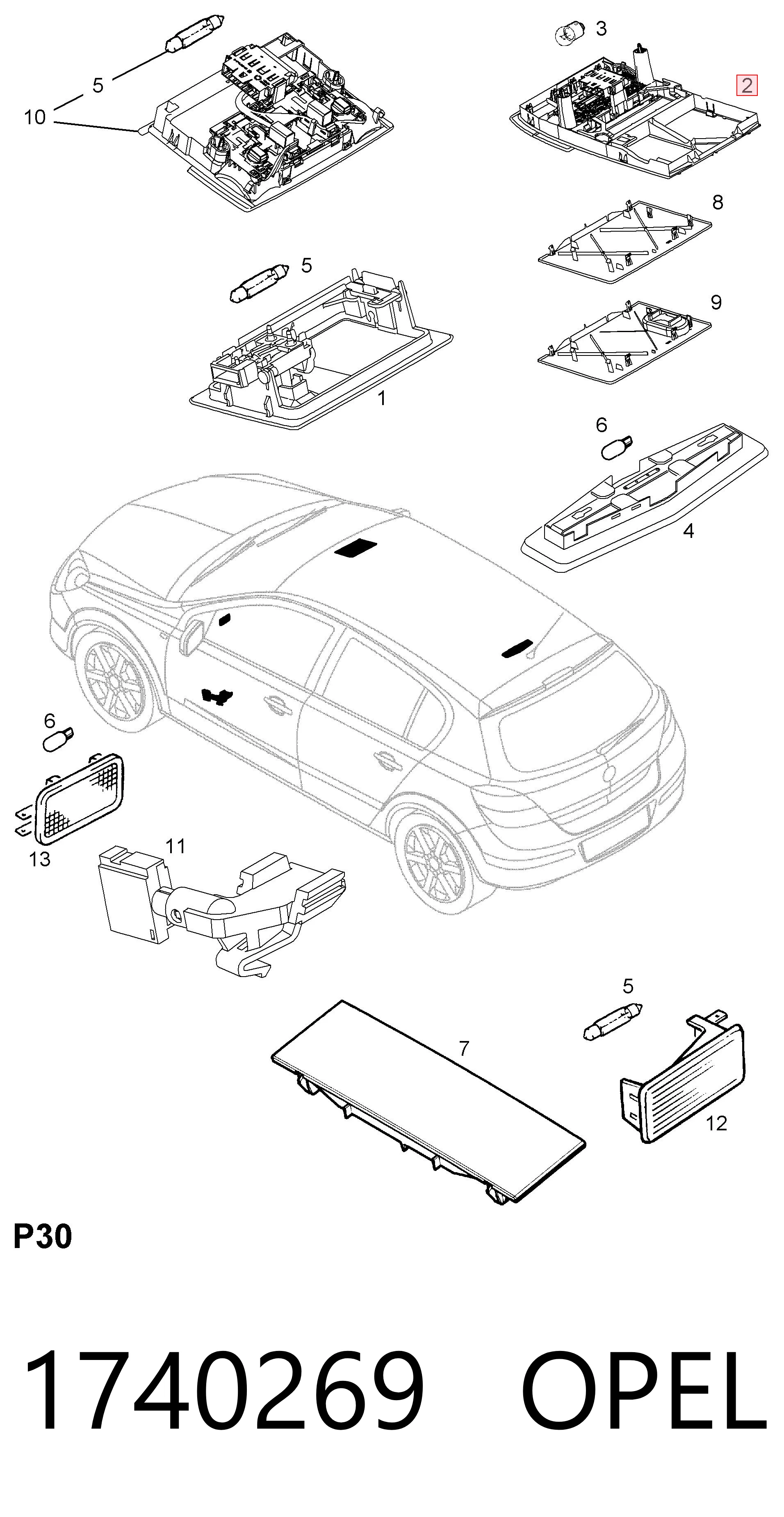Opel Astra  (2004 - 2014) Kabin içi aydınlatma lambası fiyatı