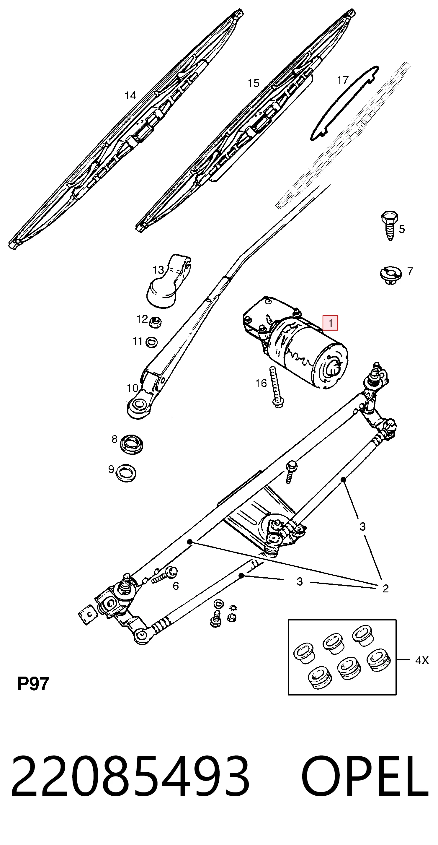 Opel Corsa  (1993 - 2009) Ön cam silecek motoru fiyatları