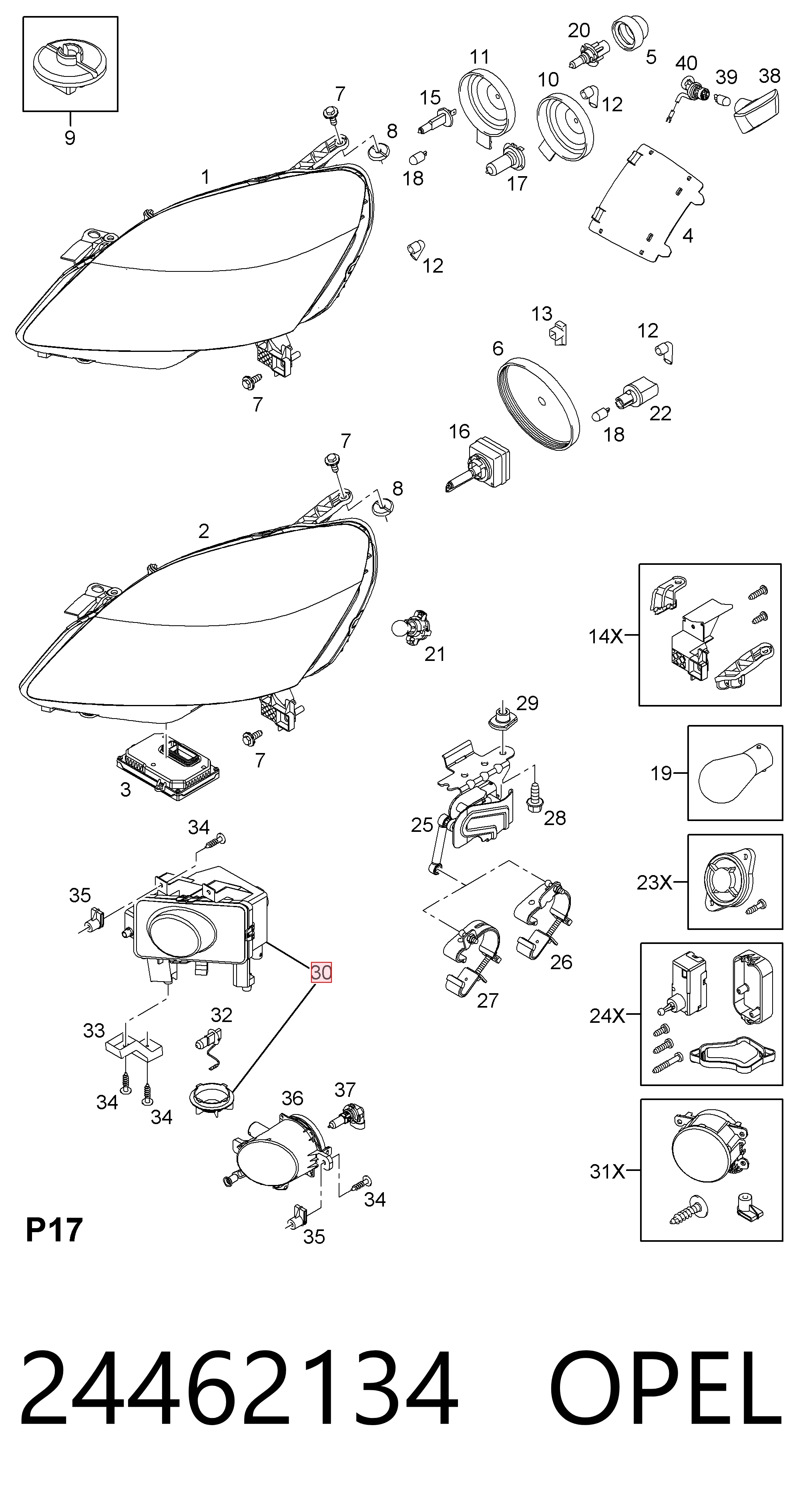 Opel Astra  (2004 - 2014) Sağ sis farı fiyatları