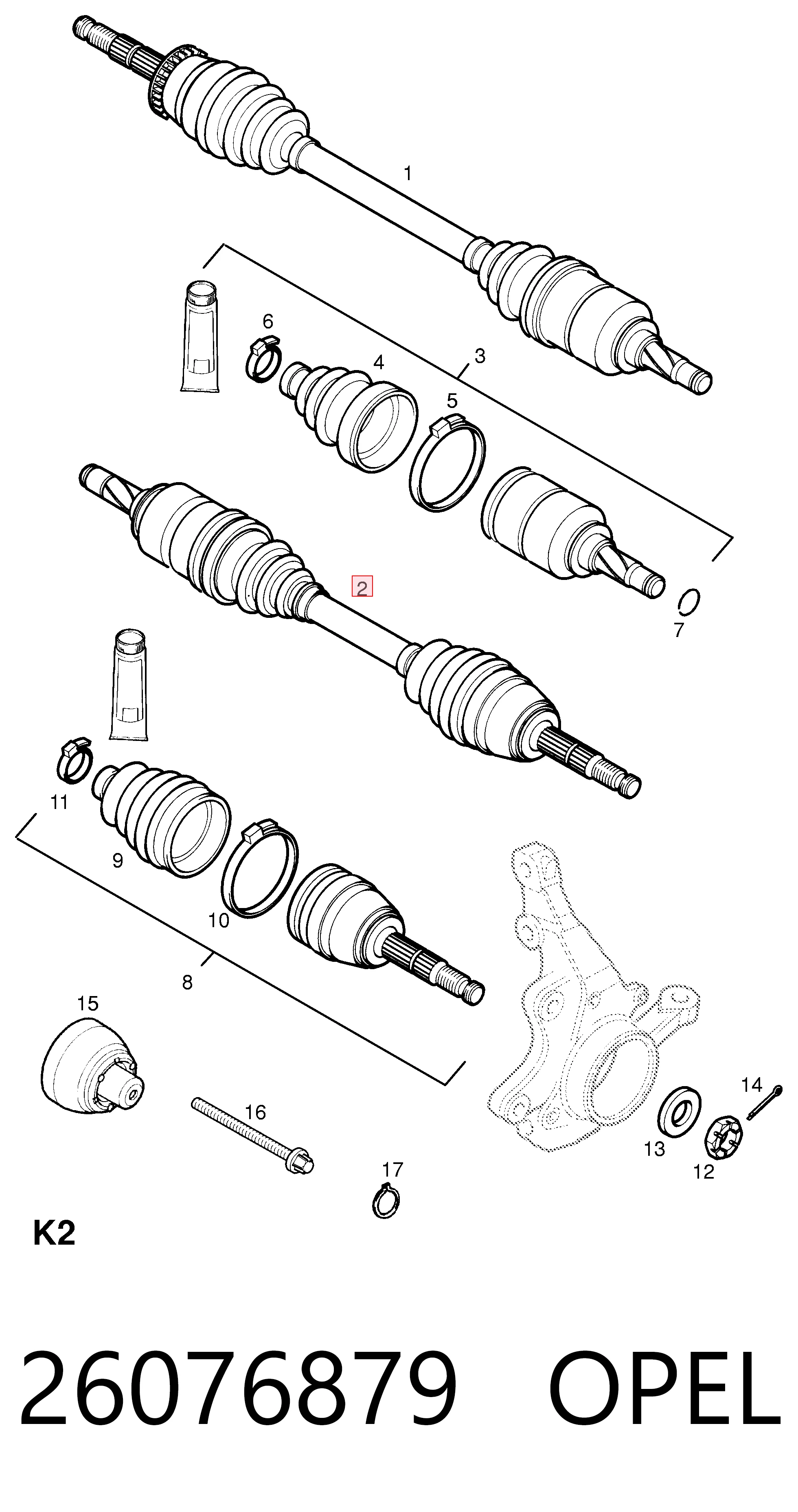 Corsa C hatchback (F08, F68) (2000 - 2006) Sol aks