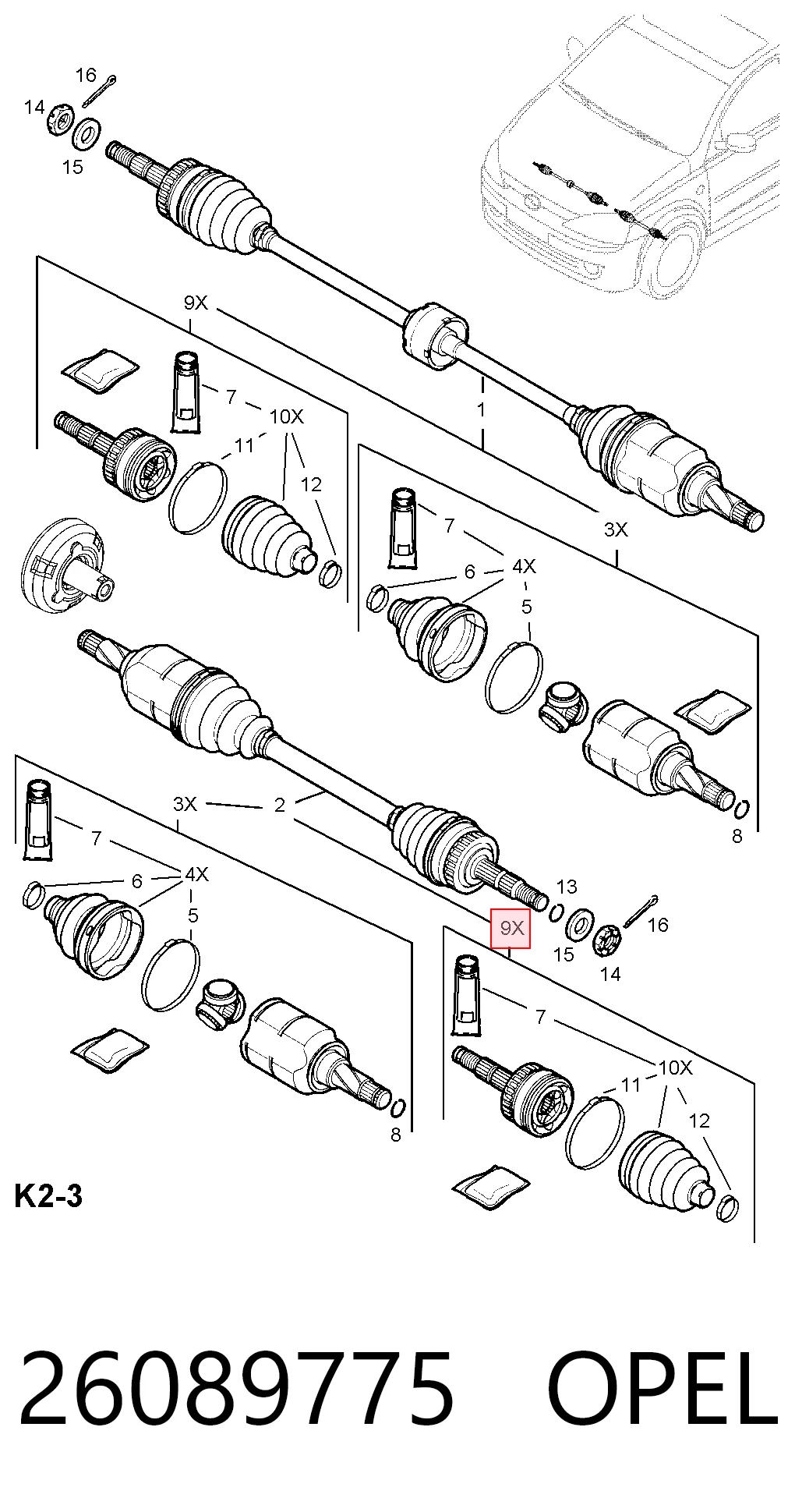 Corsa  Dış aks kafası