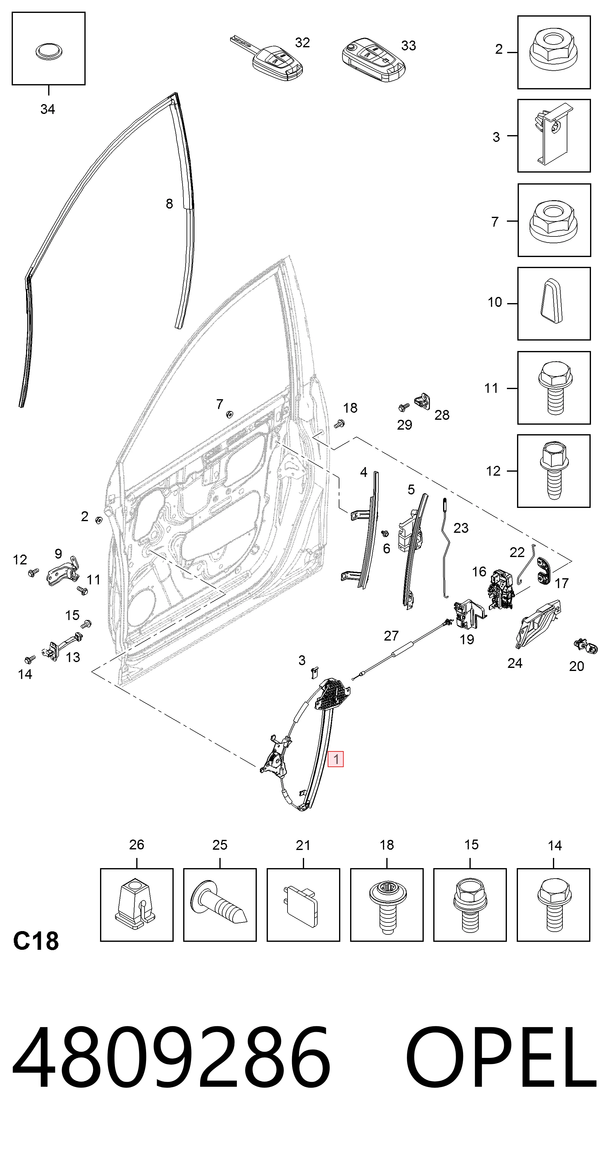 Captiva I off-road vehicle (C100) (2006 - 2010) Sağ Ön cam krikosu