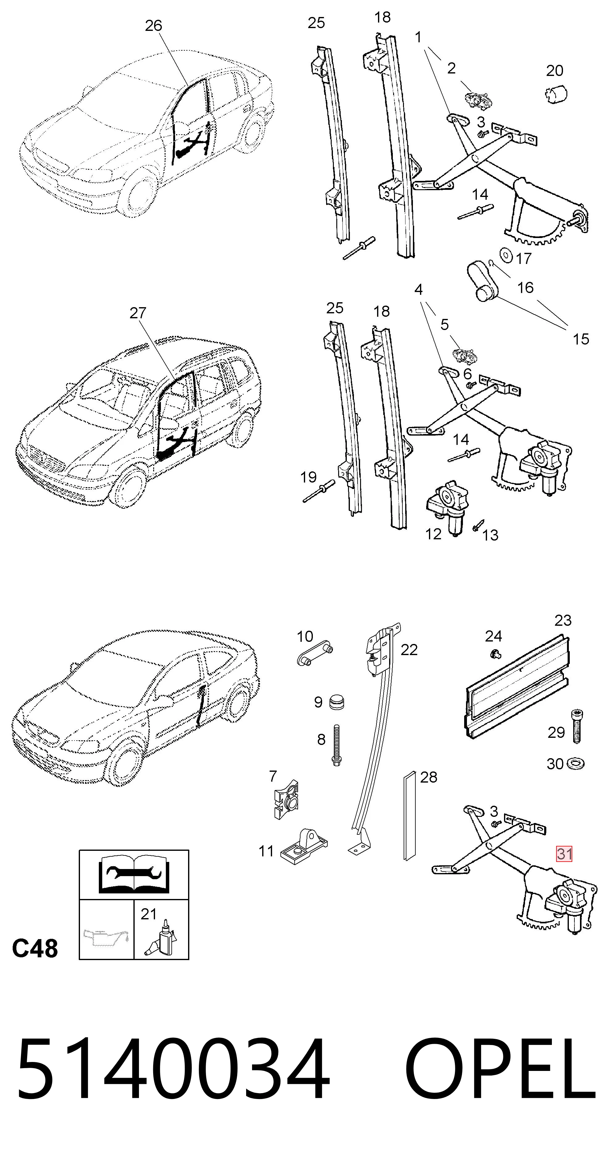 Opel Astra G Sağ Ön cam krikosu