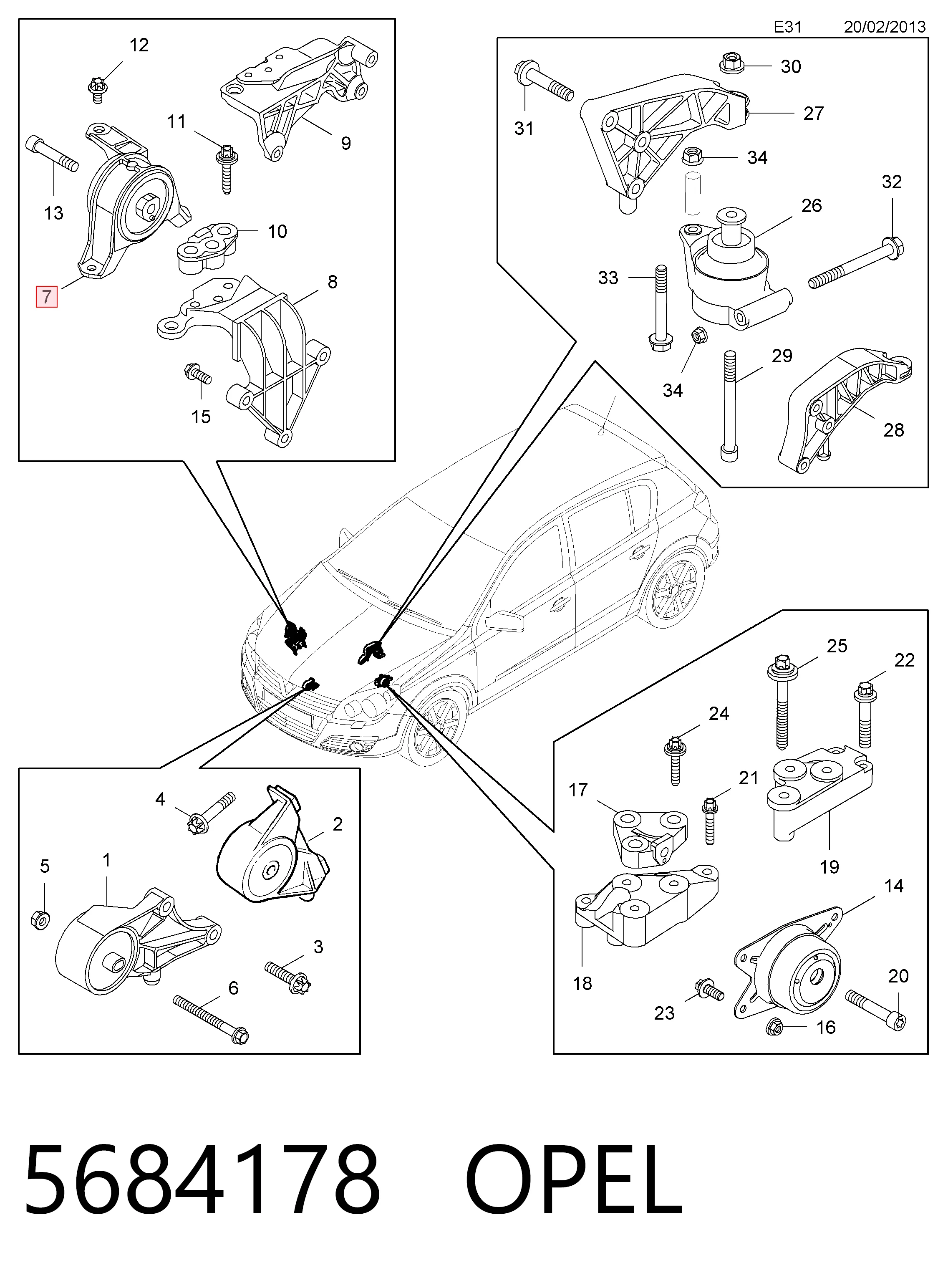 Opel Astra H Sağ Motor Kulağı
