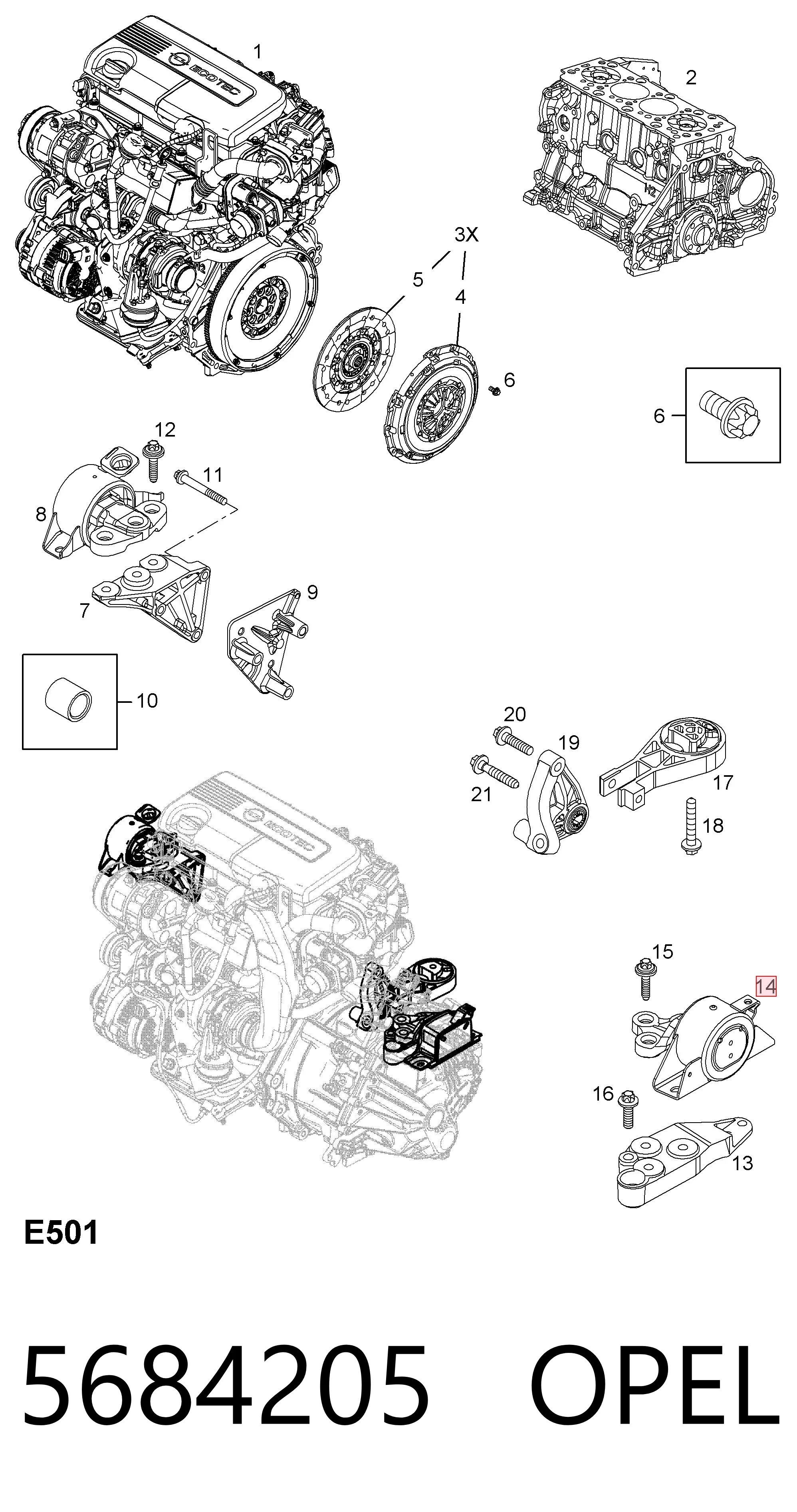 Opel Corsa  (2006 - 2015) Şanzıman takozu (vites kutusu takozu) 