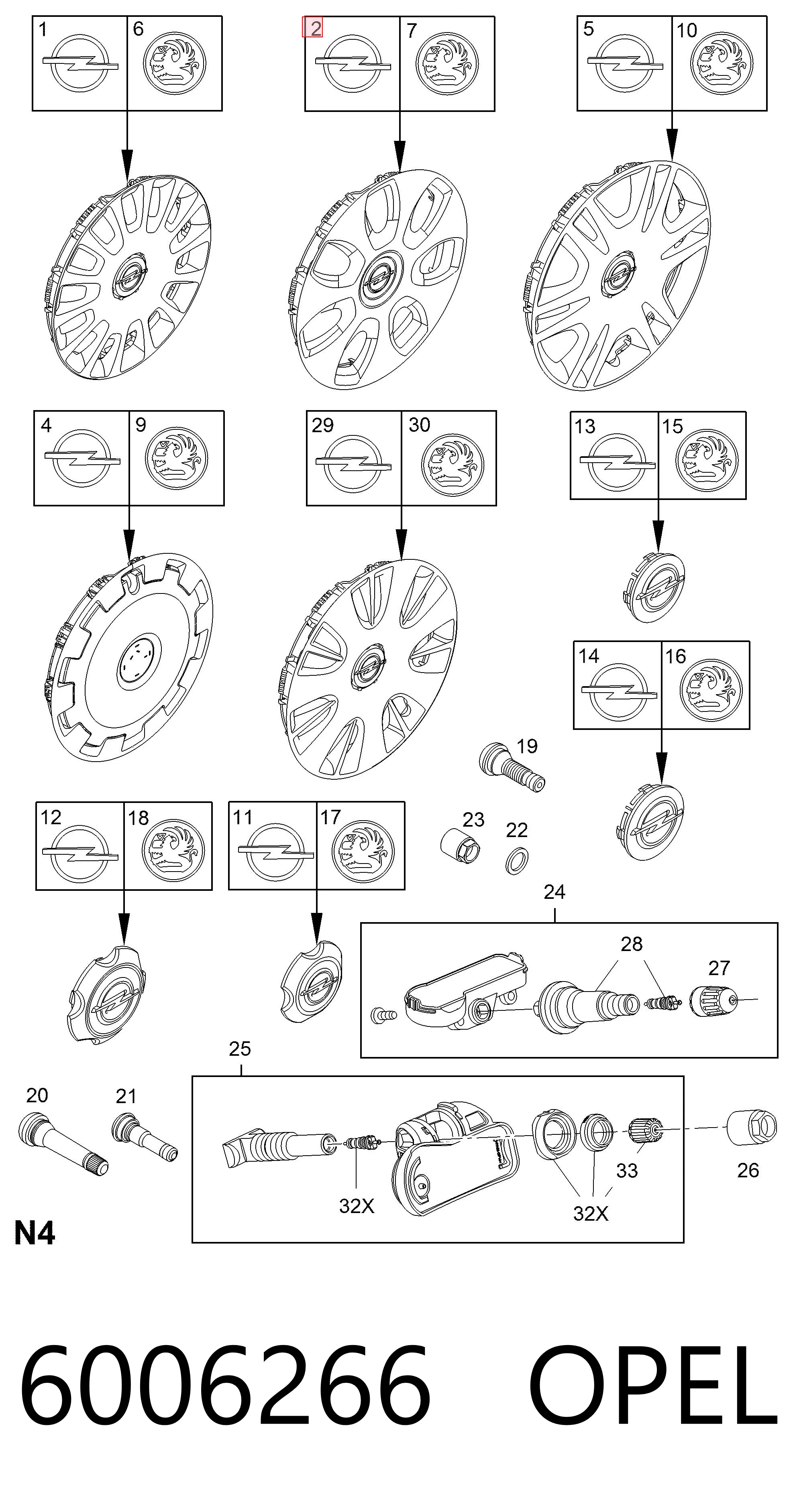 Opel Corsa  (2006 - 2015) Jant kapağı fiyatı