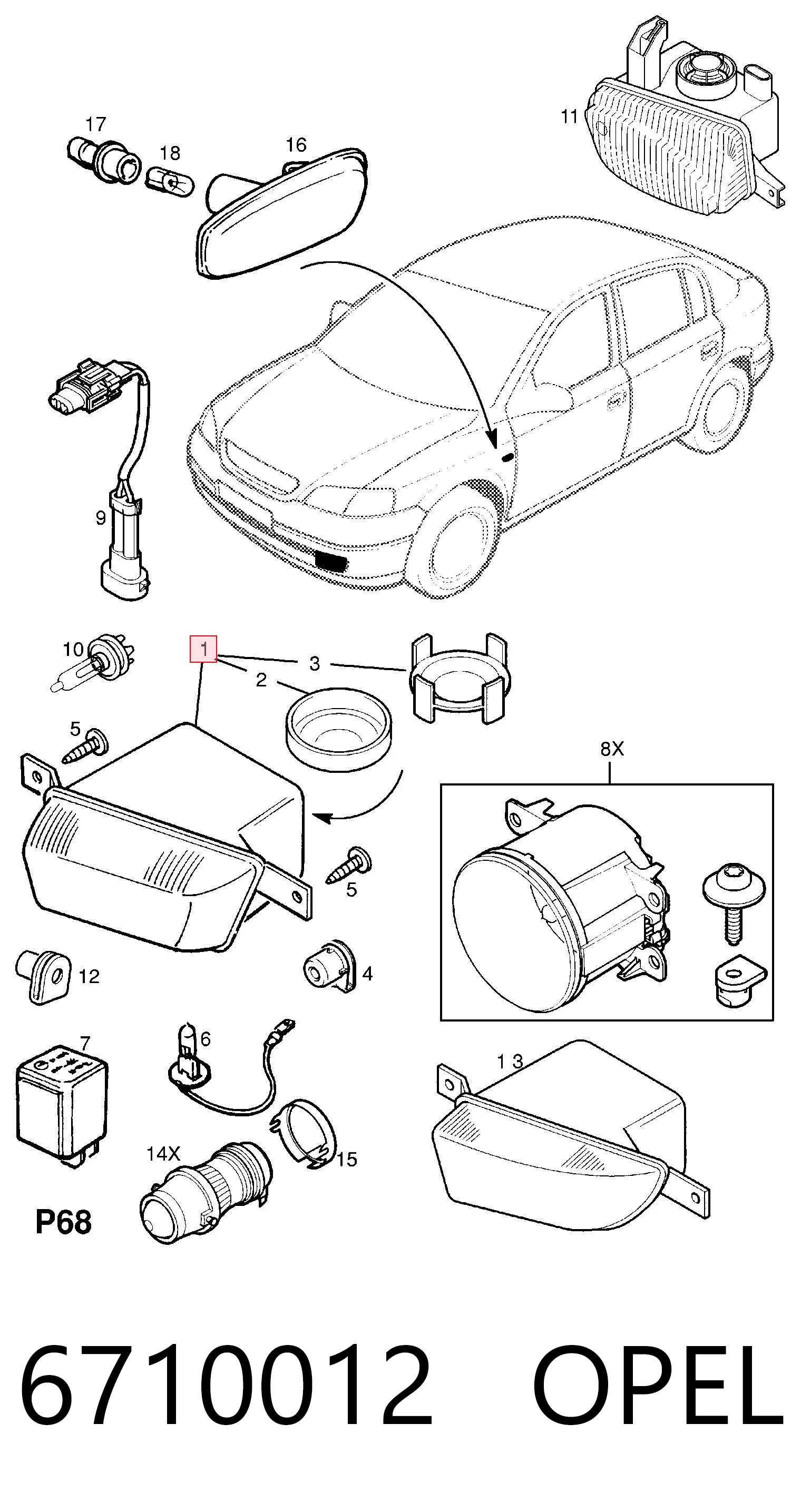 Opel Astra  (1998 - 2009) Sağ sis farı fiyatları