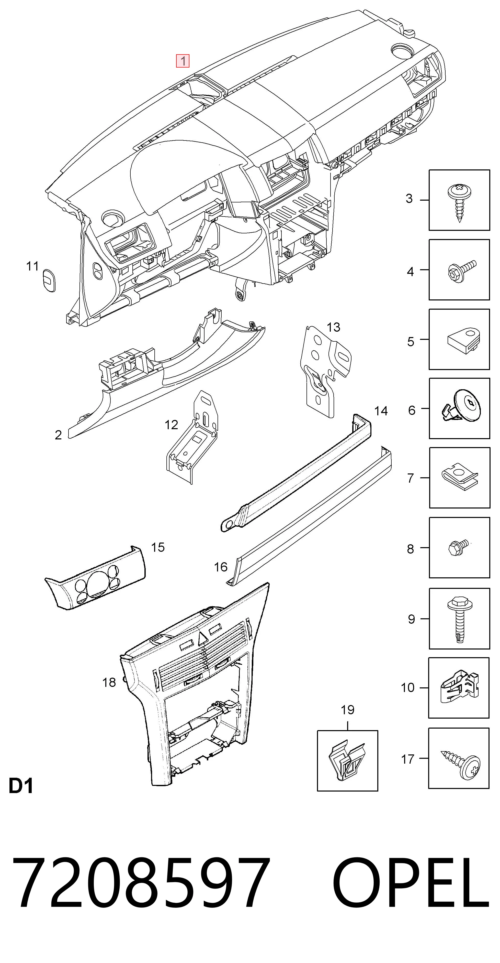 Opel Astra  (2004 - 2014) Ön iç panel (torpido) fiyatı