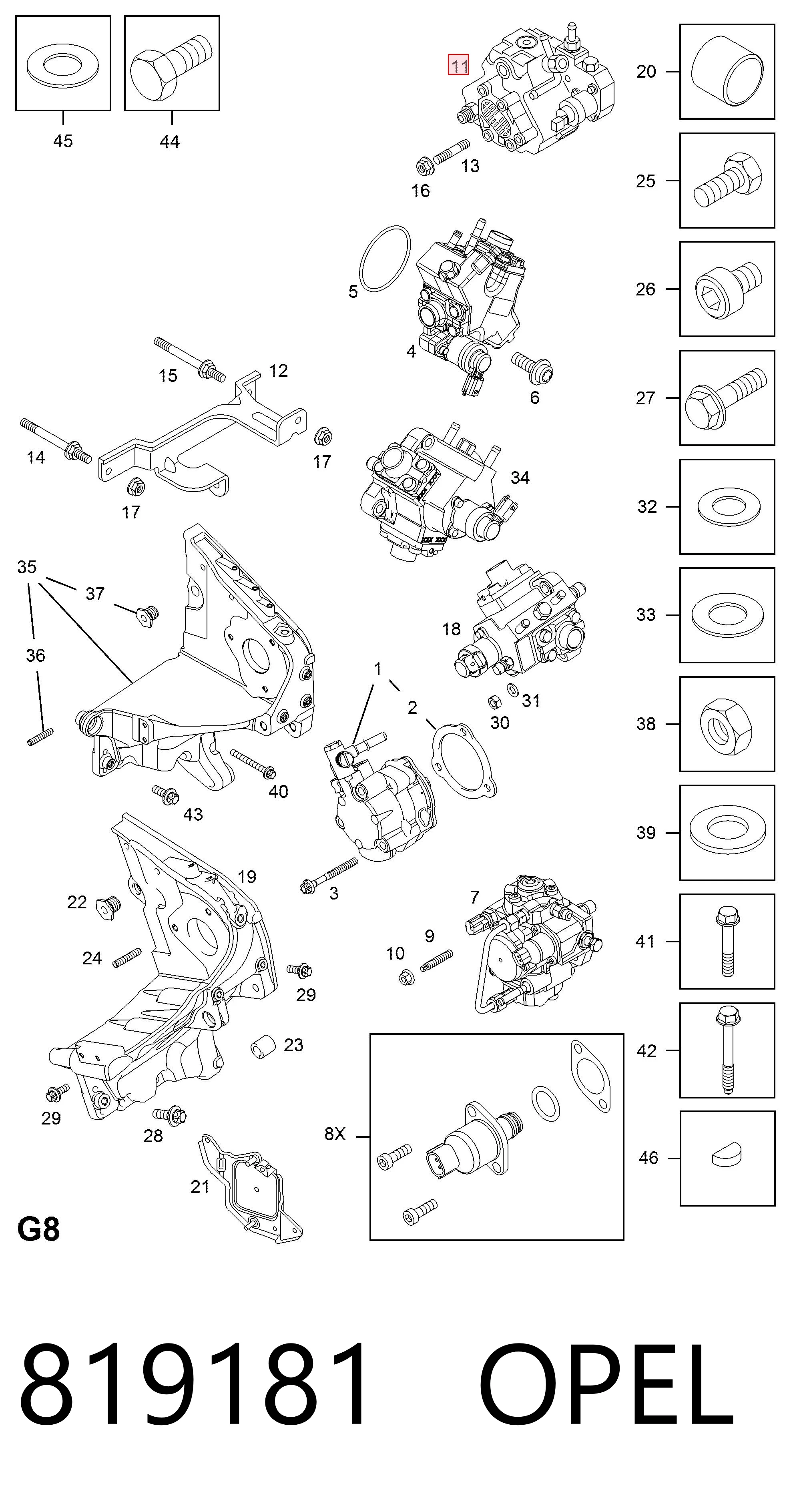 Opel Astra  (1998 - 2009) Yüksek basınçlı yakıt pompası çıkma