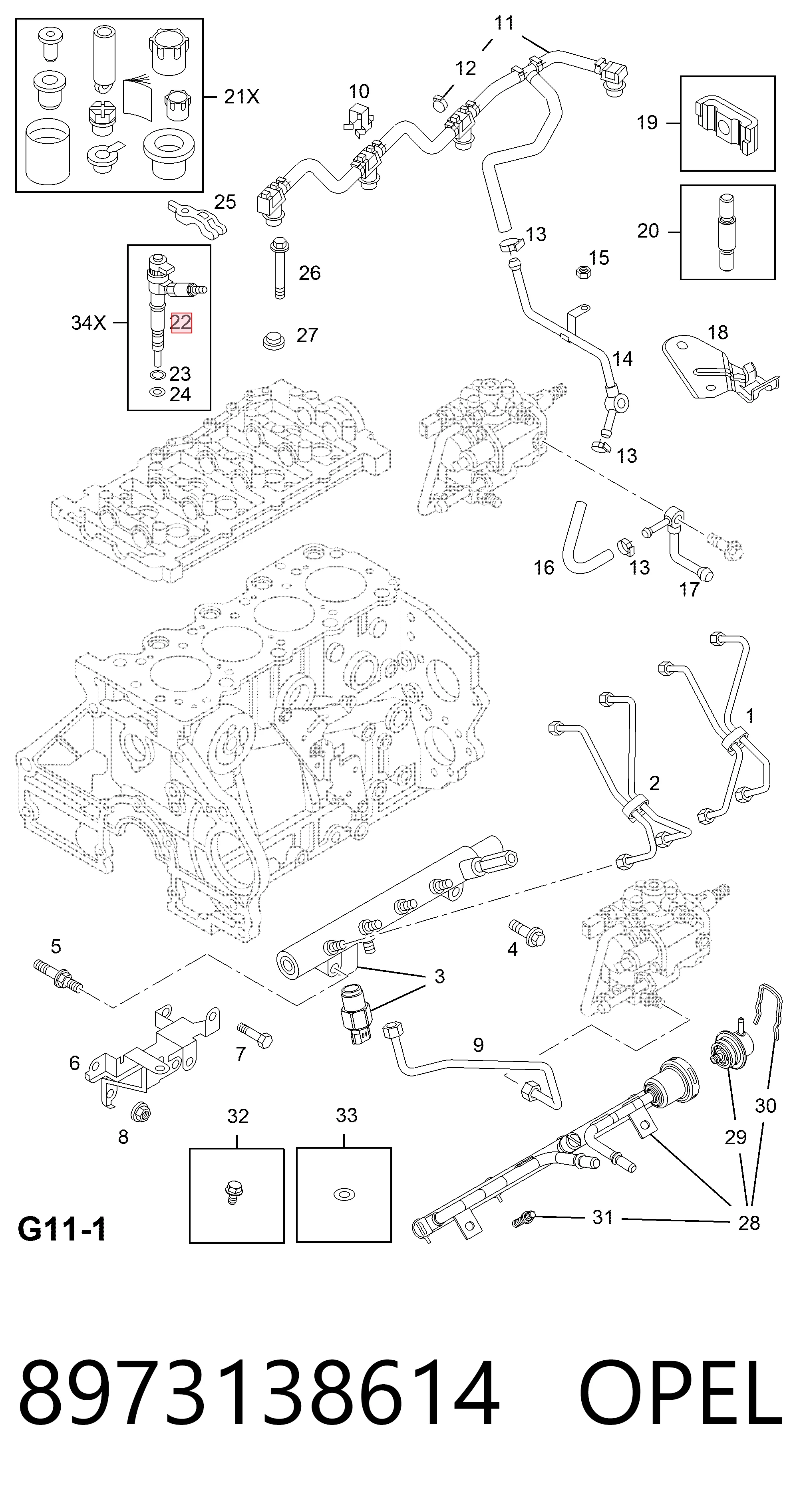Opel Corsa C Enjektör orijinal