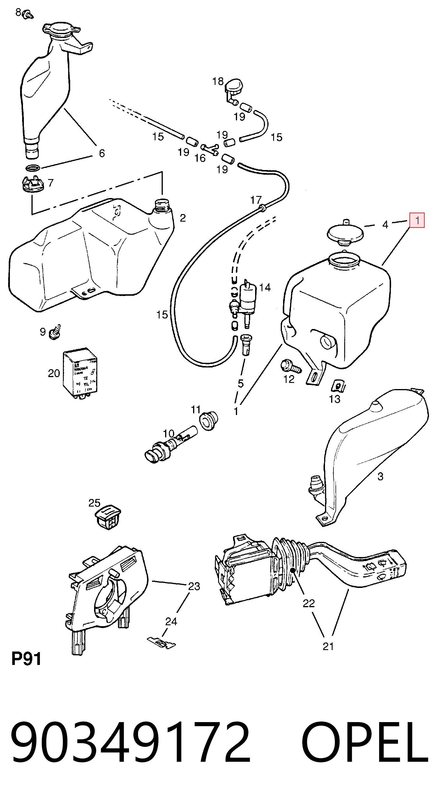 Opel Vectra  (1988 - 1995) Cam yıkama su deposu fiyatı