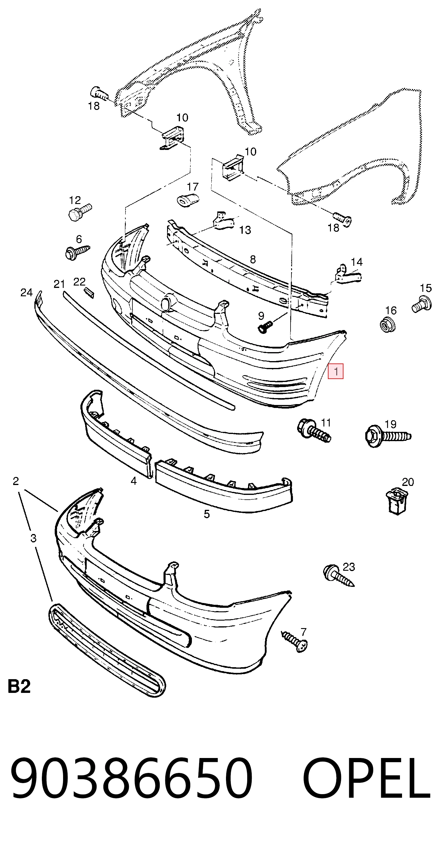 Opel Corsa  (1993 - 2009) Ön tampon çıkma
