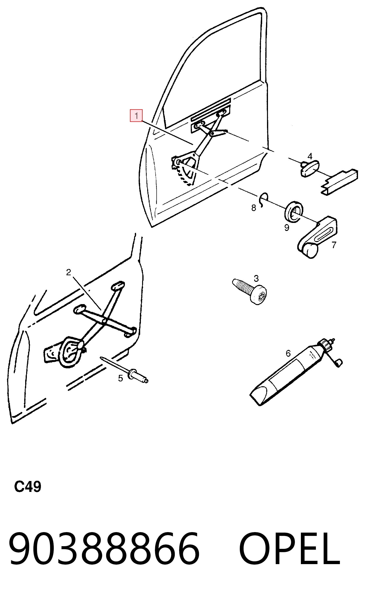 Opel Corsa B Sağ Ön cam krikosu orijinal